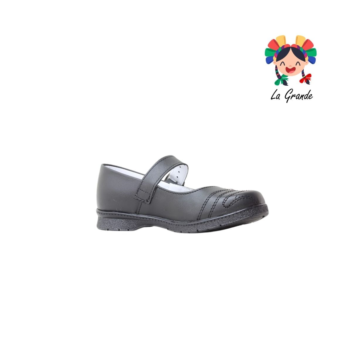 512 BRIANDA Negro Piel Zapato Escolar para Niña