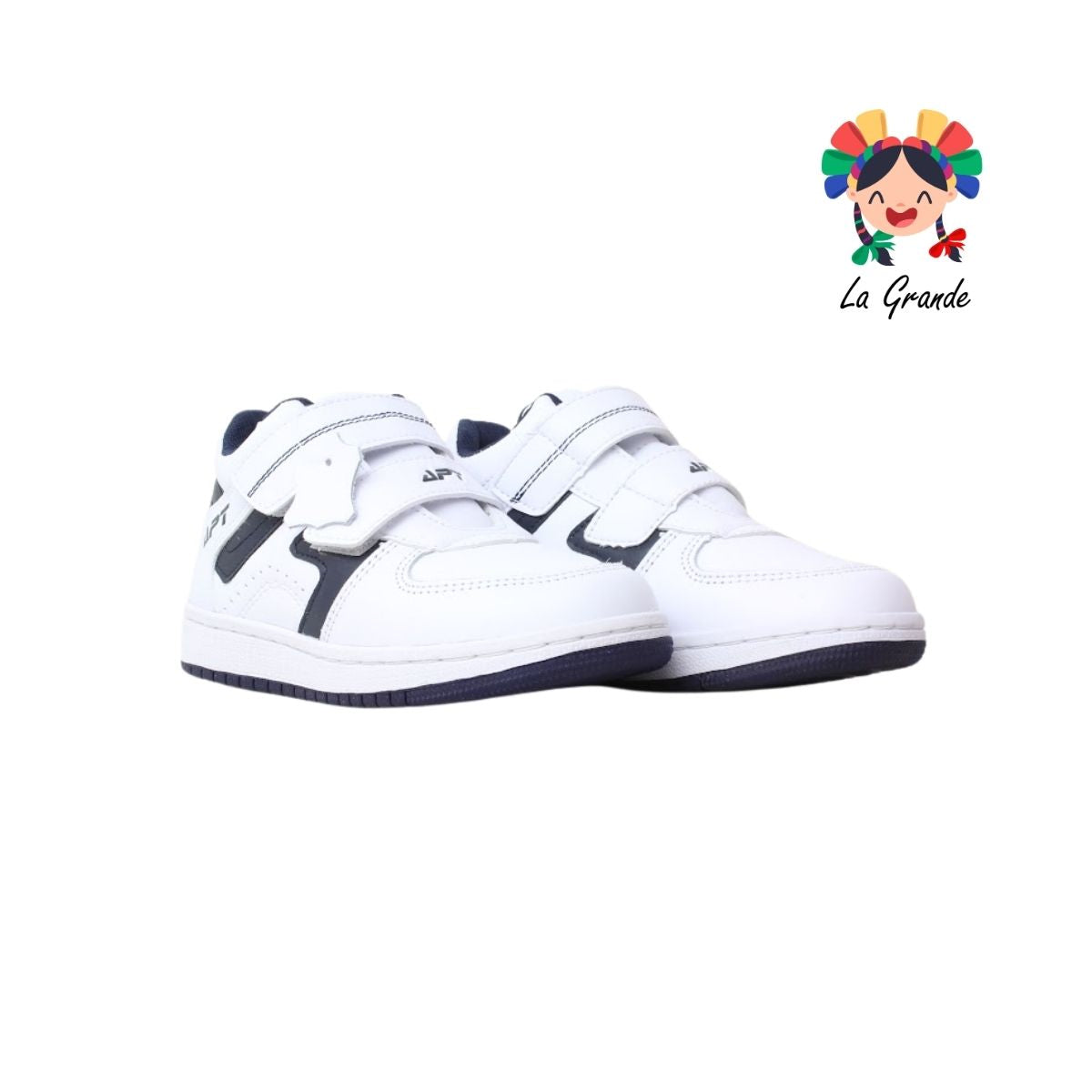 514 APT Blanco Marino Piel Tenis Escolar para Niña y Niño