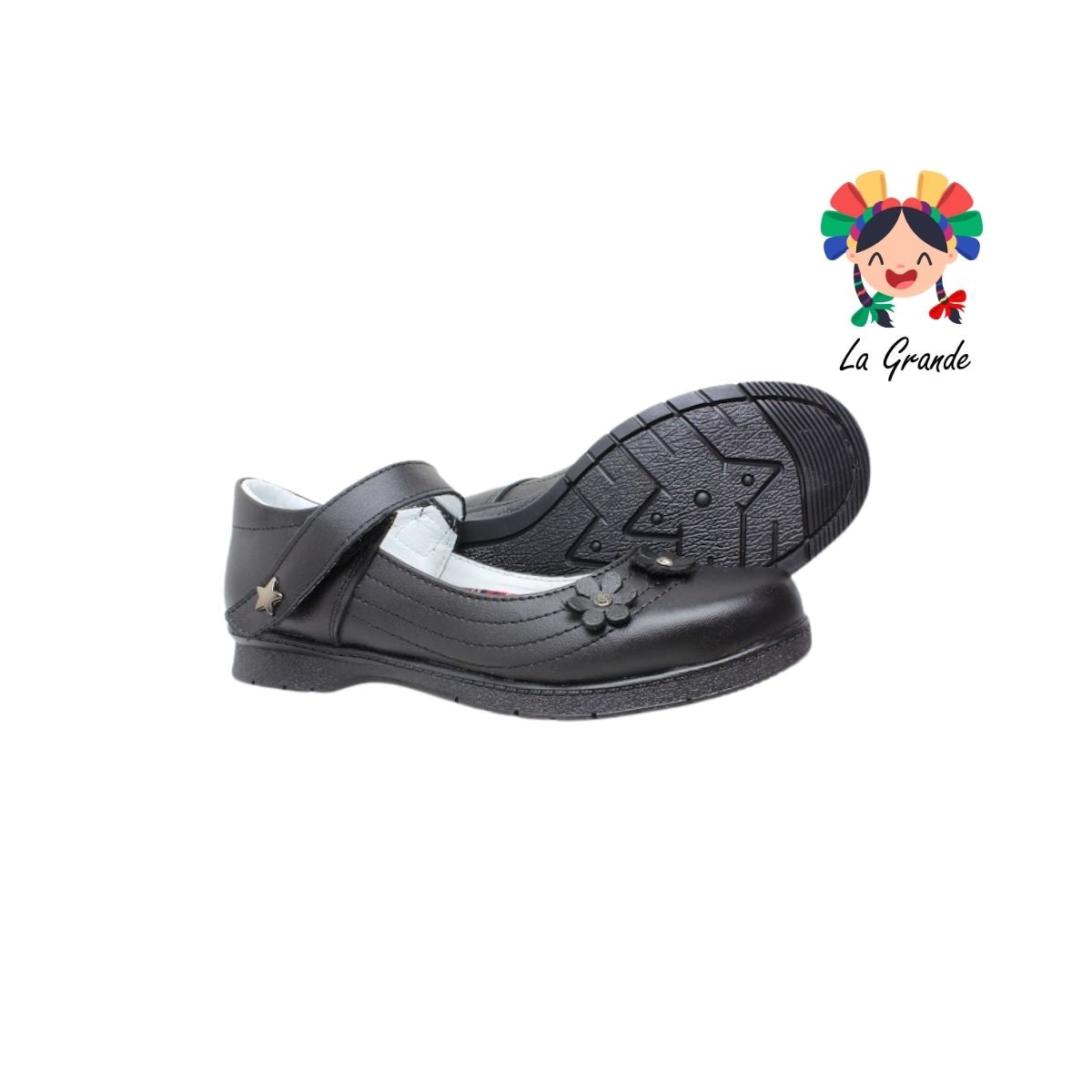 514 BRIANDA Negro Piel Zapato Escolar para Dama