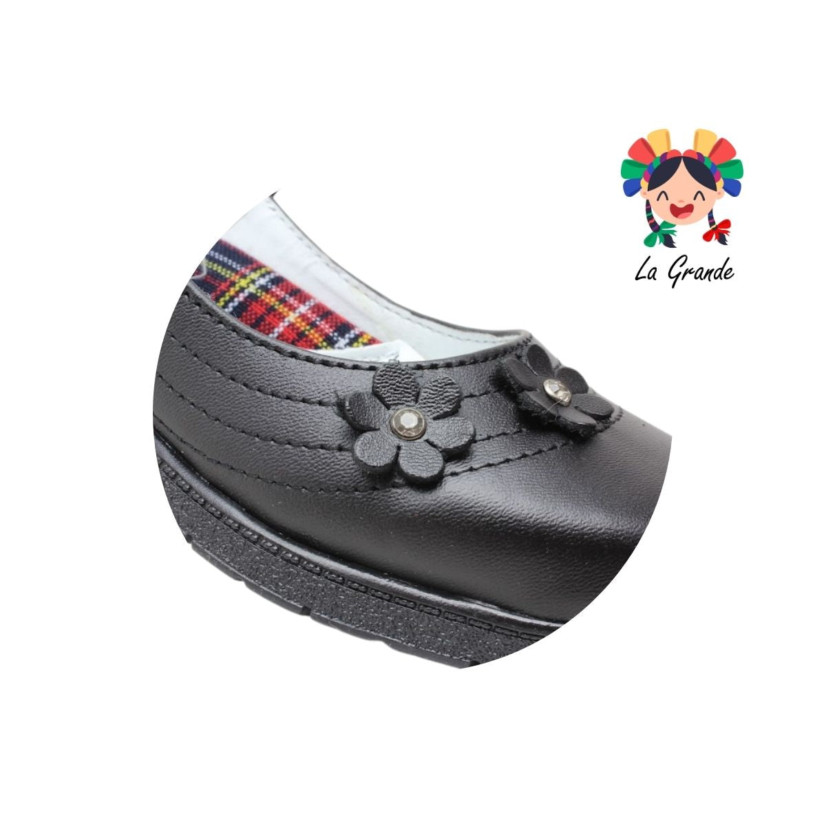 514 BRIANDA Negro Piel Zapato Escolar para Dama