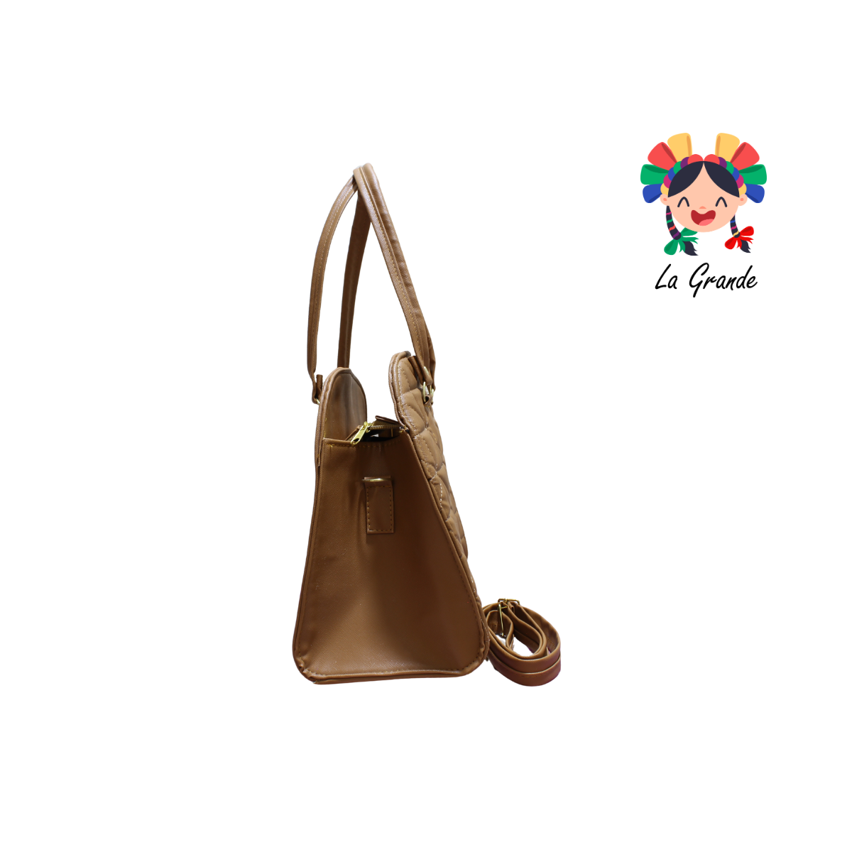 070 TONY Bolsa Camel con Triangulos Enfrente Casual para Dama