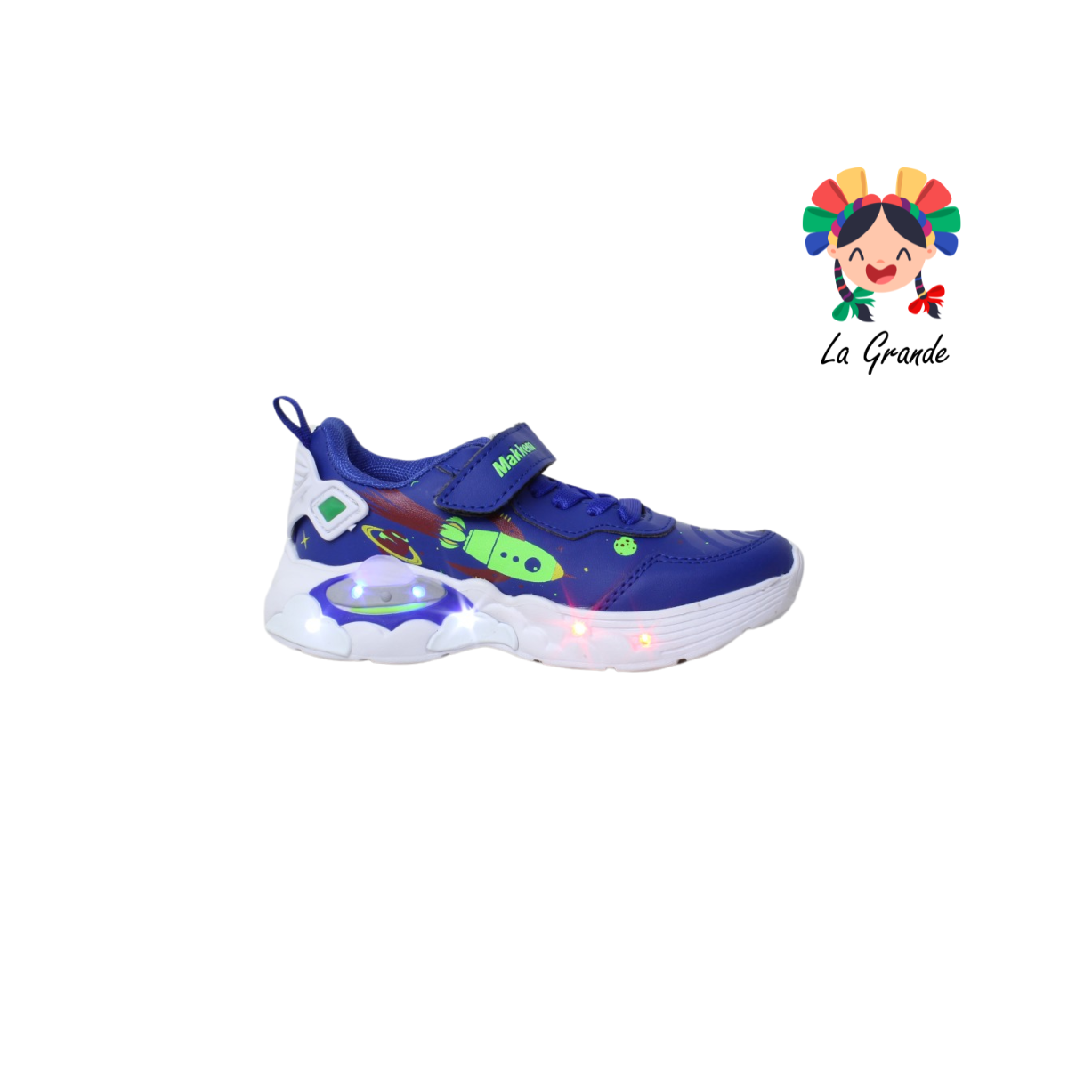 527-F MAKKENA Rey Sint Tenis Casual con Luces Led para Niño