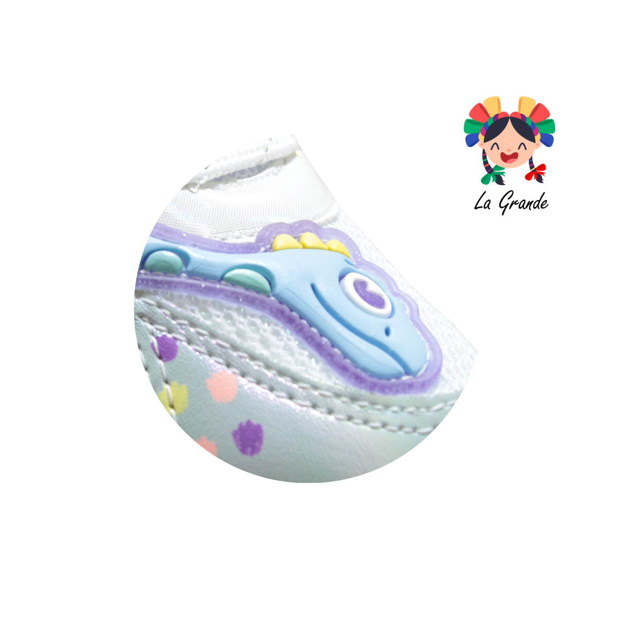 133 DINO ON KIDS Bco Cielo Lila Sint Tenis Casual con Luz Led para Niña
