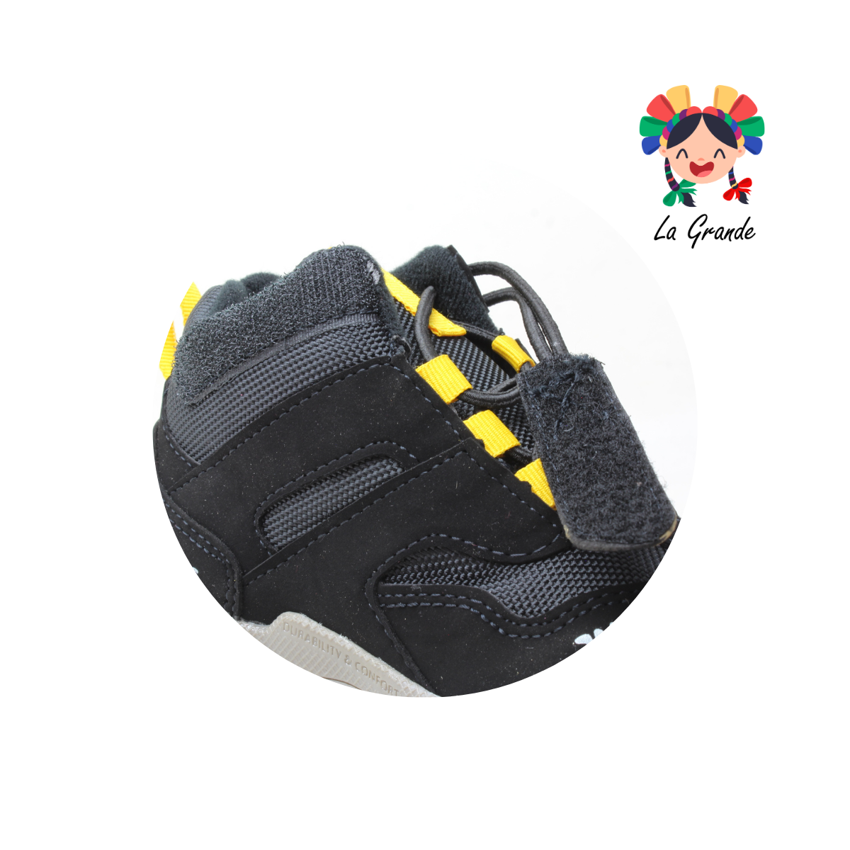 538 MINI BOYS Negro Amarillo Bota de Montaña para Niño