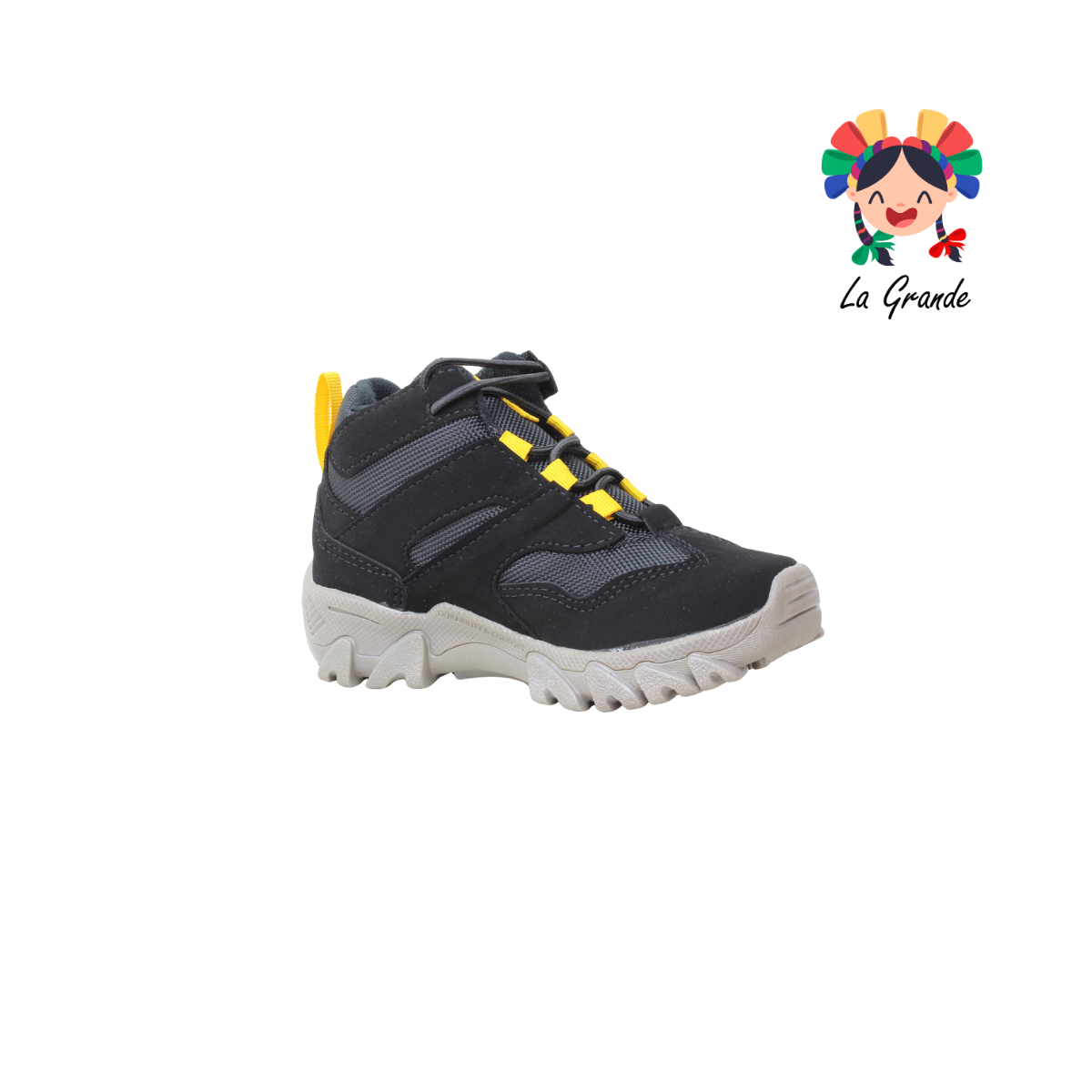 538 MINI BOYS Negro Amarillo Bota de Montaña para Niño