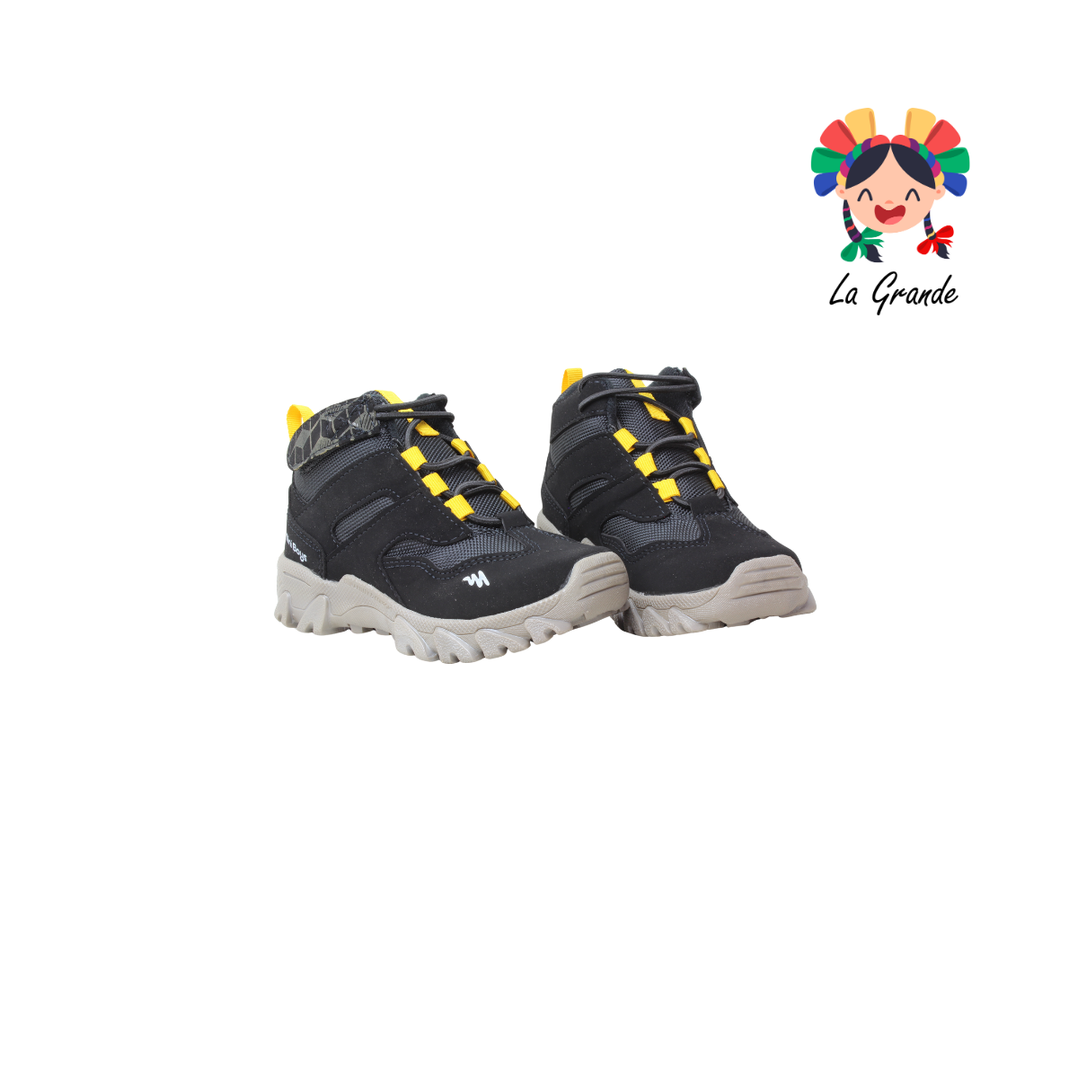 538 MINI BOYS Negro Amarillo Bota de Montaña para Niño