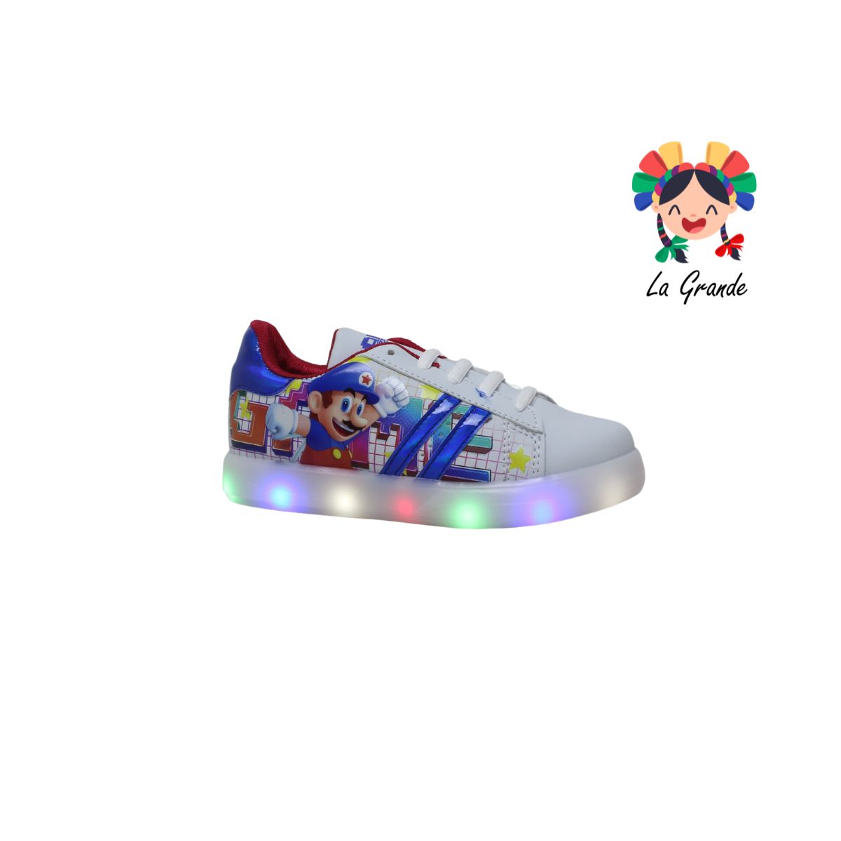 054G SPACE BOYS Rey Rojo Sint Tenis Casual con Luz Led para Niño