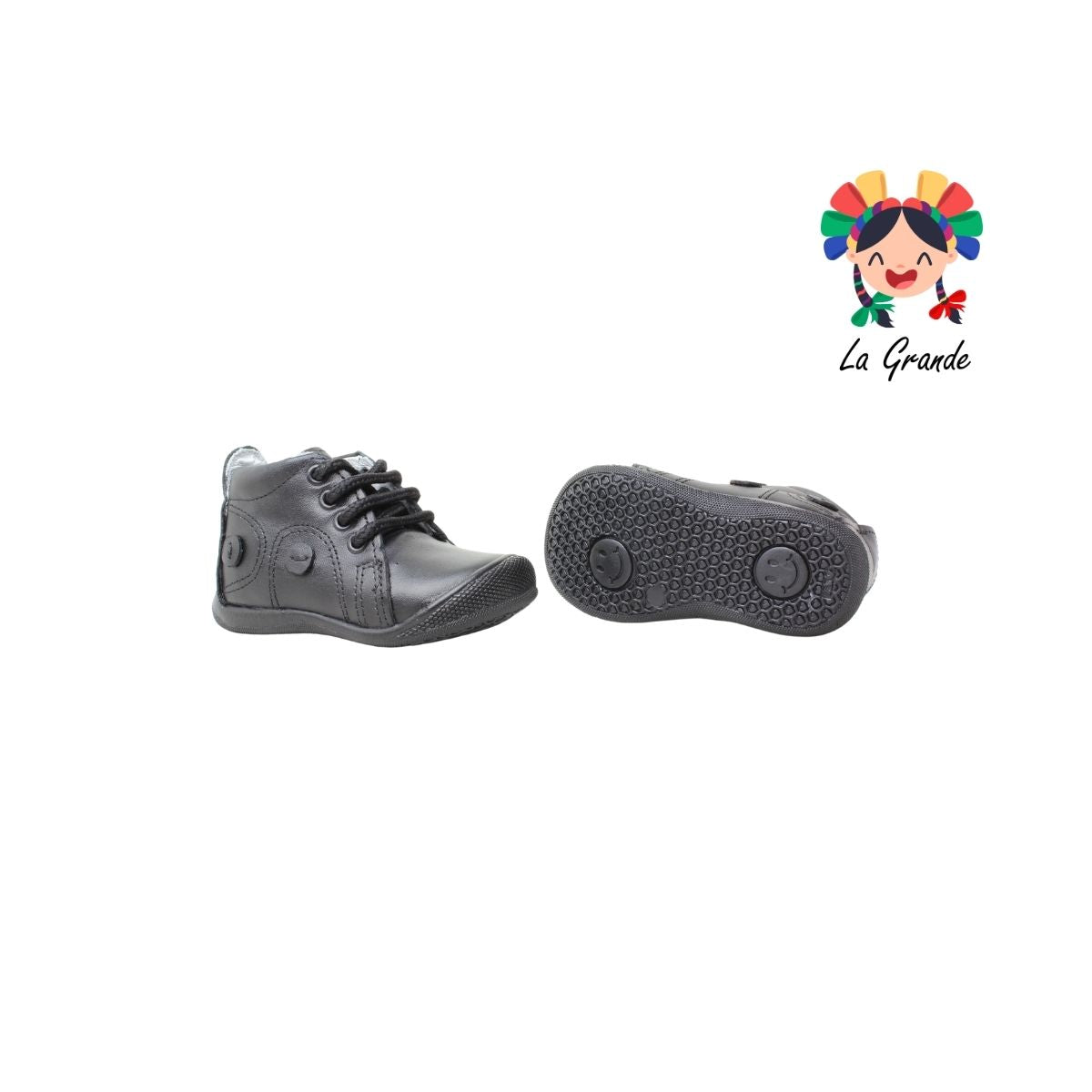 558 ABC Negro Piel Zapato Escolar para Bebé
