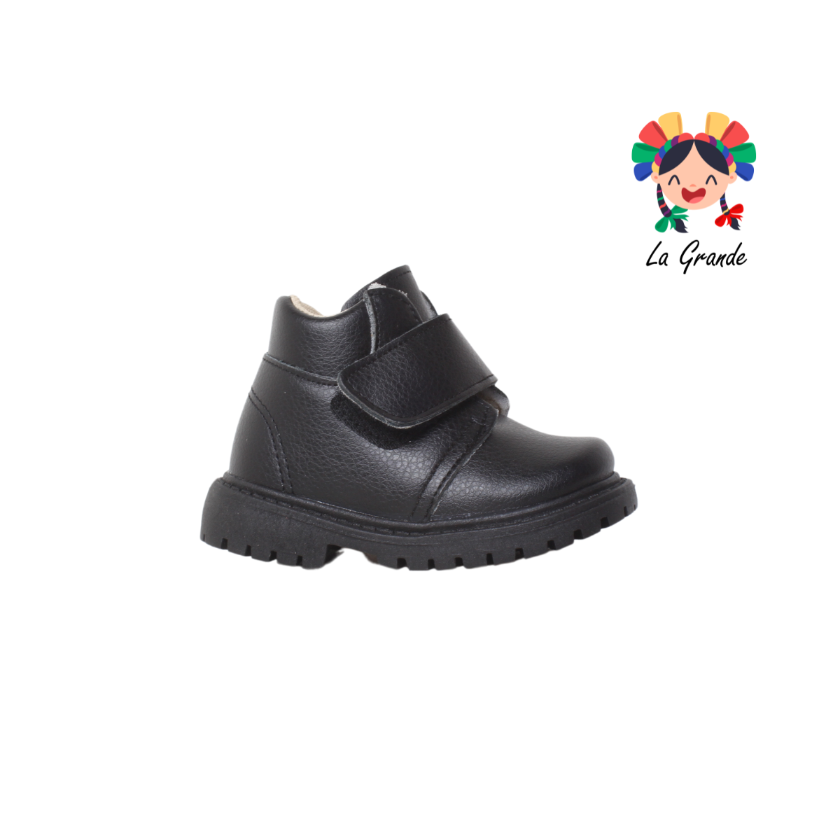 5686 PASITOS ENANOS Negro Piel Botita Casual para Bebé y Niño