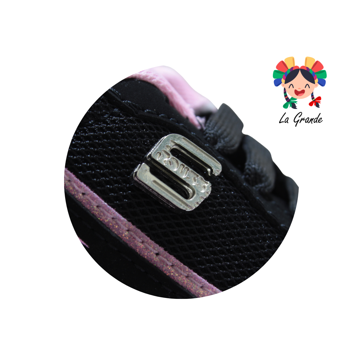 746 ROUSS Negro Rosa Tenis Deportivo con Válvula para Niña