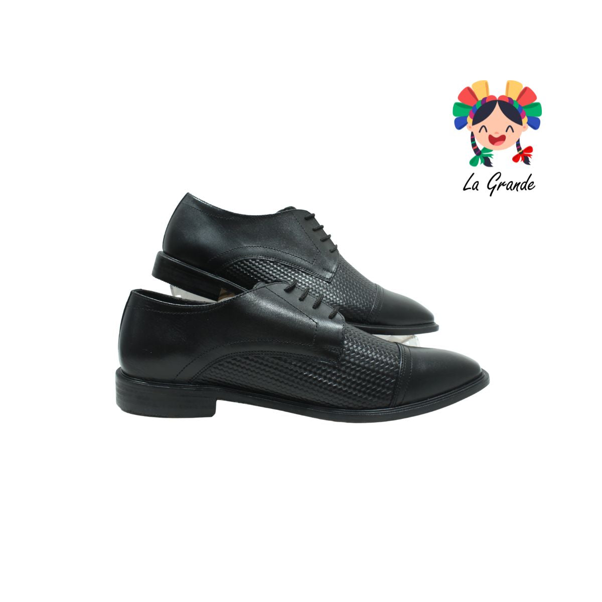 580 GIOVANNI Negro Piel Zapato de Vestir con Suela de Cuero para Caballero