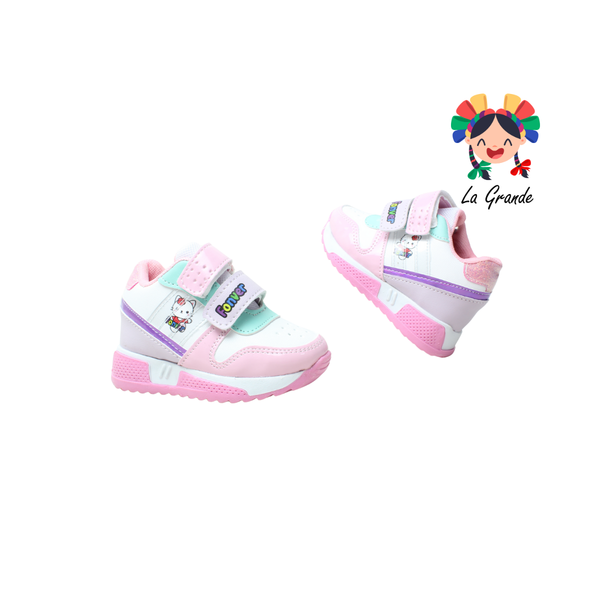 590 Gata FON-VER Blanco Rosa Tenis Casual para Bebé