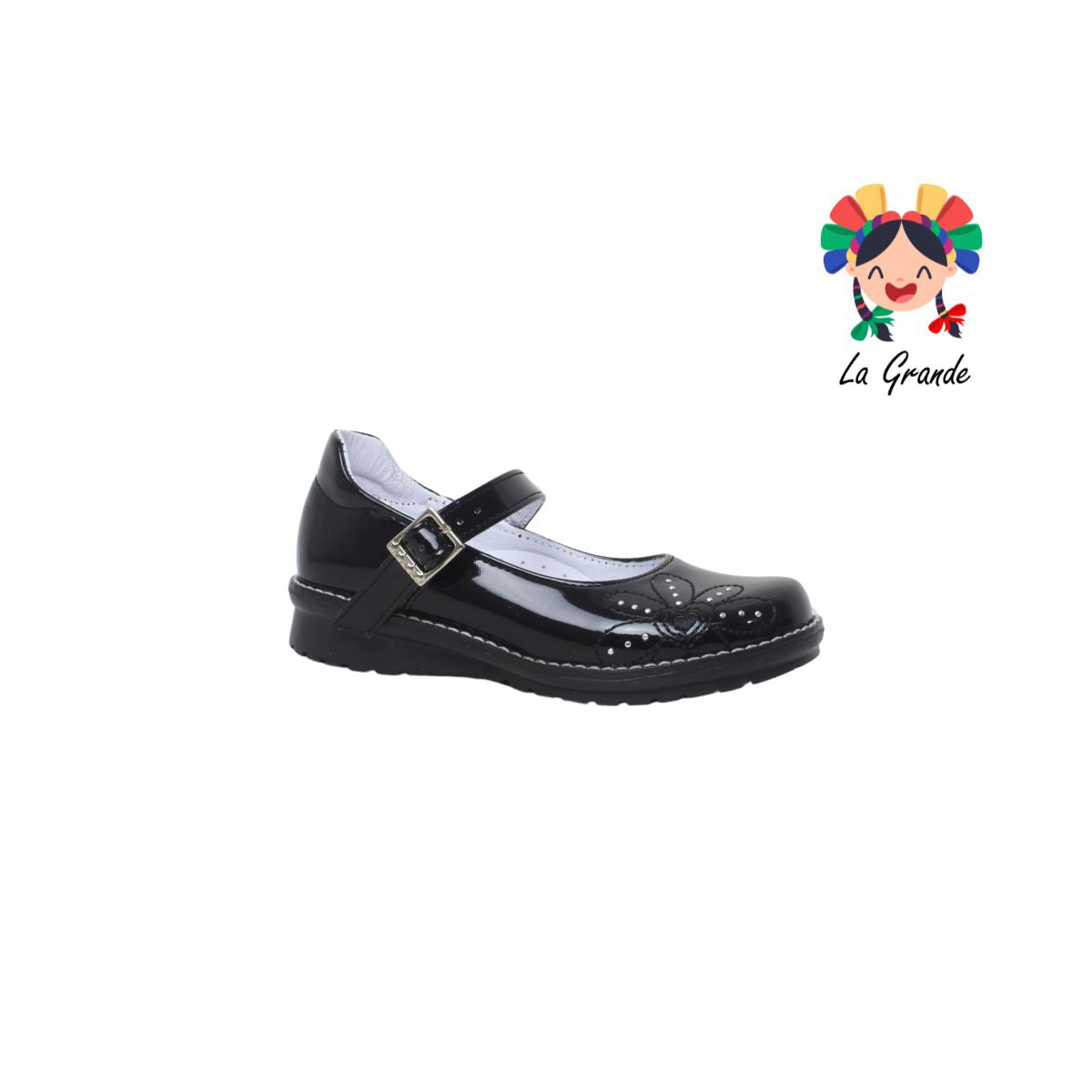 593 DOMINIQ Negro Charol Zapato Escolar para Niña