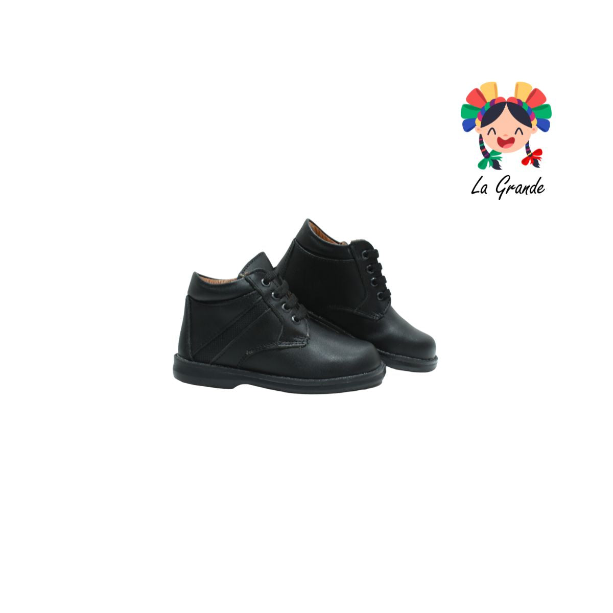 5999 DOGI Negro Piel Zapato Escolar con Suela Antiderrapante para Niño