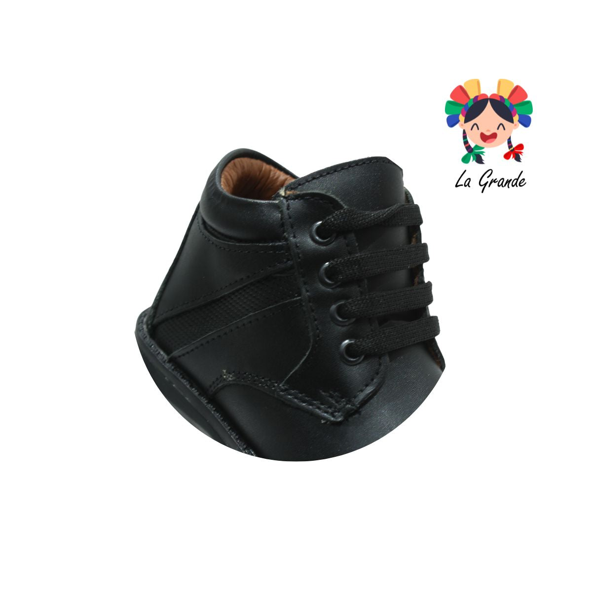 5999 DOGI Negro Piel Zapato Escolar con Suela Antiderrapante para Niño