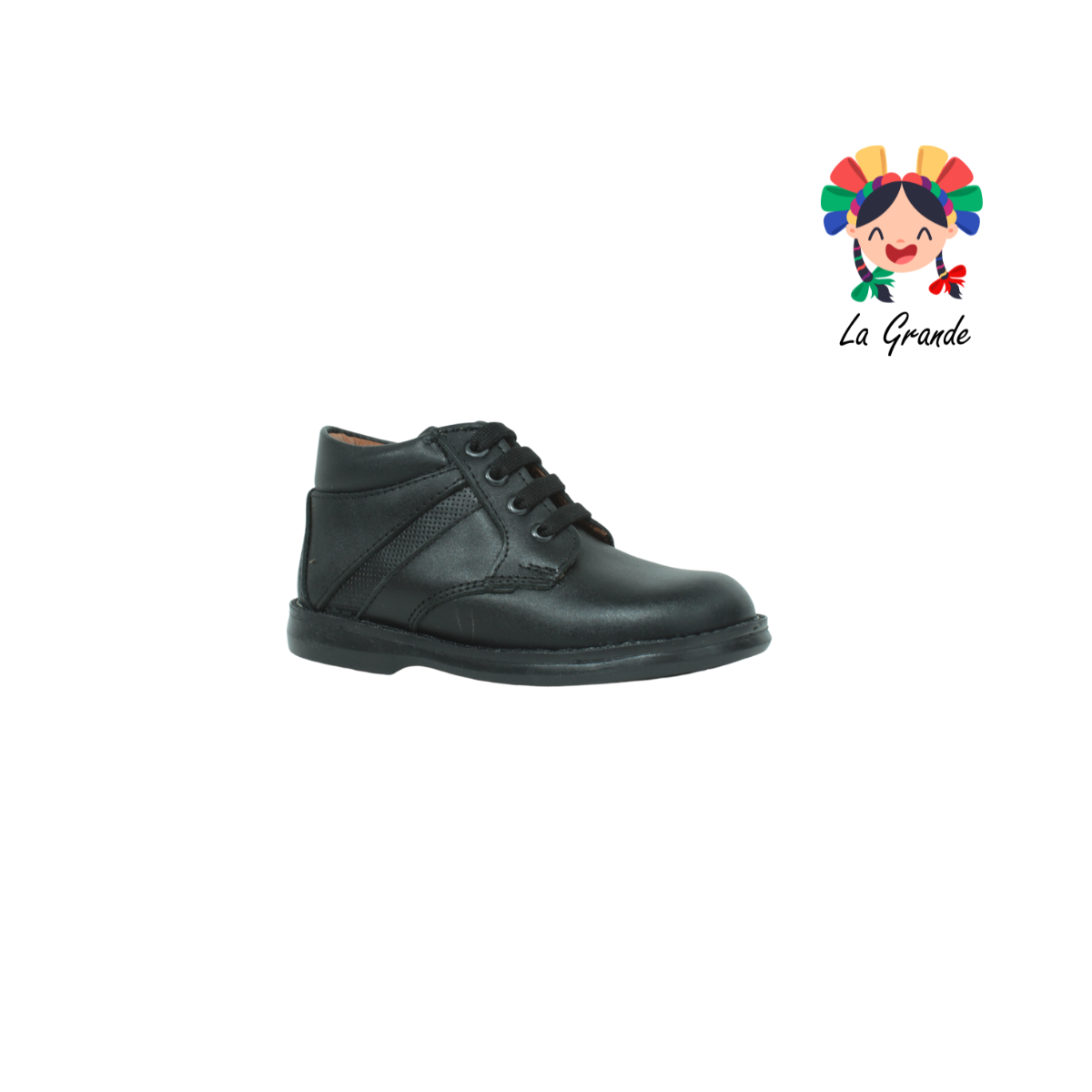 5999 DOGI Negro Piel Zapato Escolar con Suela Antiderrapante para Niño