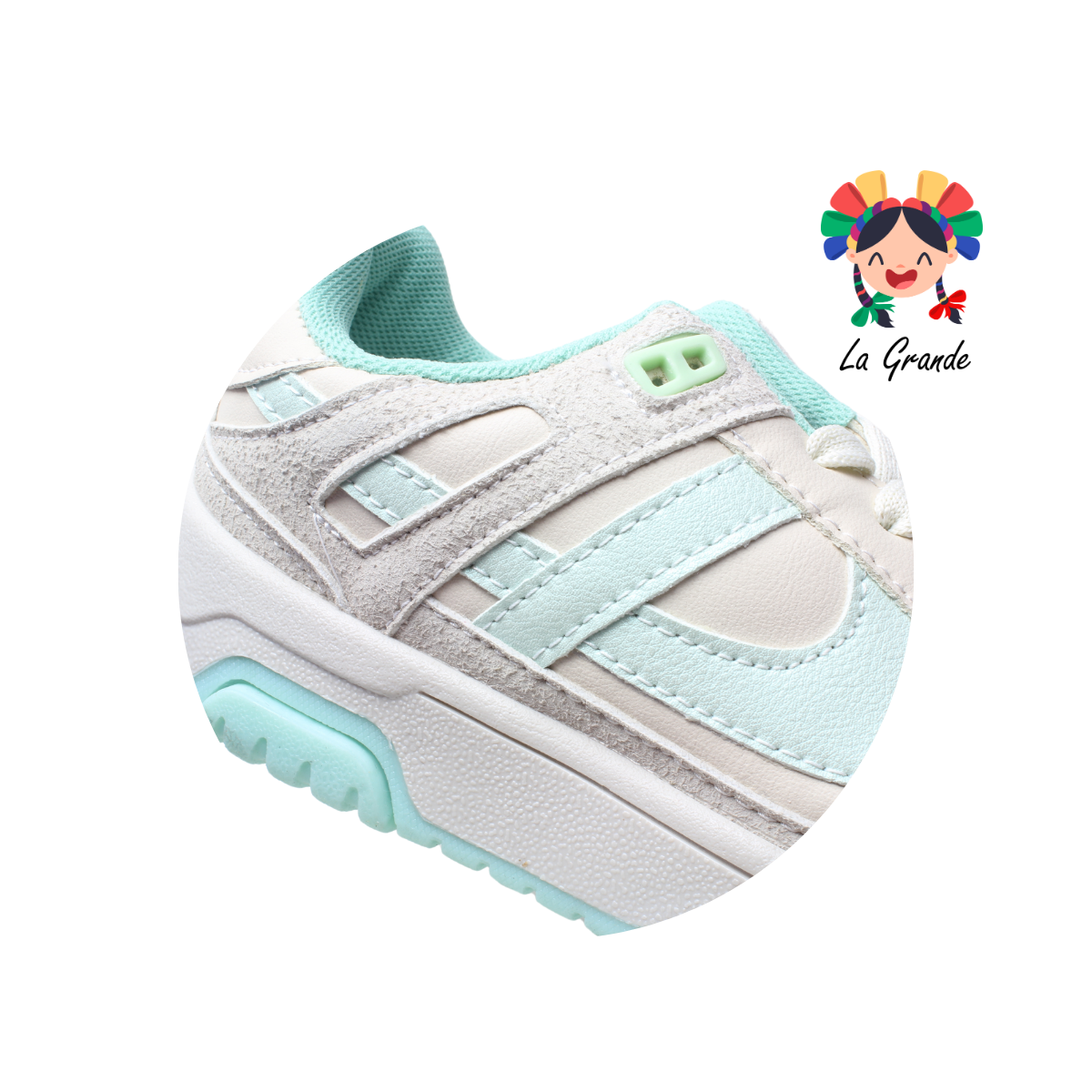 010890 PANAM Napa Gamuza Latte Menta Tenis Casual Original para Dama y Joven