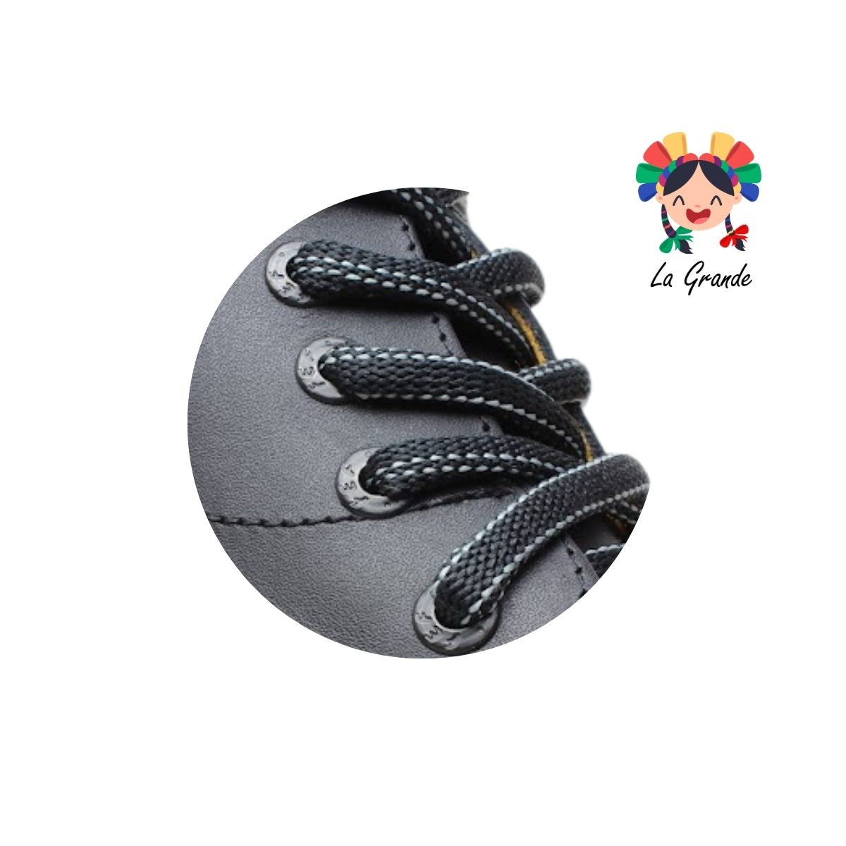 6008 FEF Negro Piel Zapato Escolar para Joven