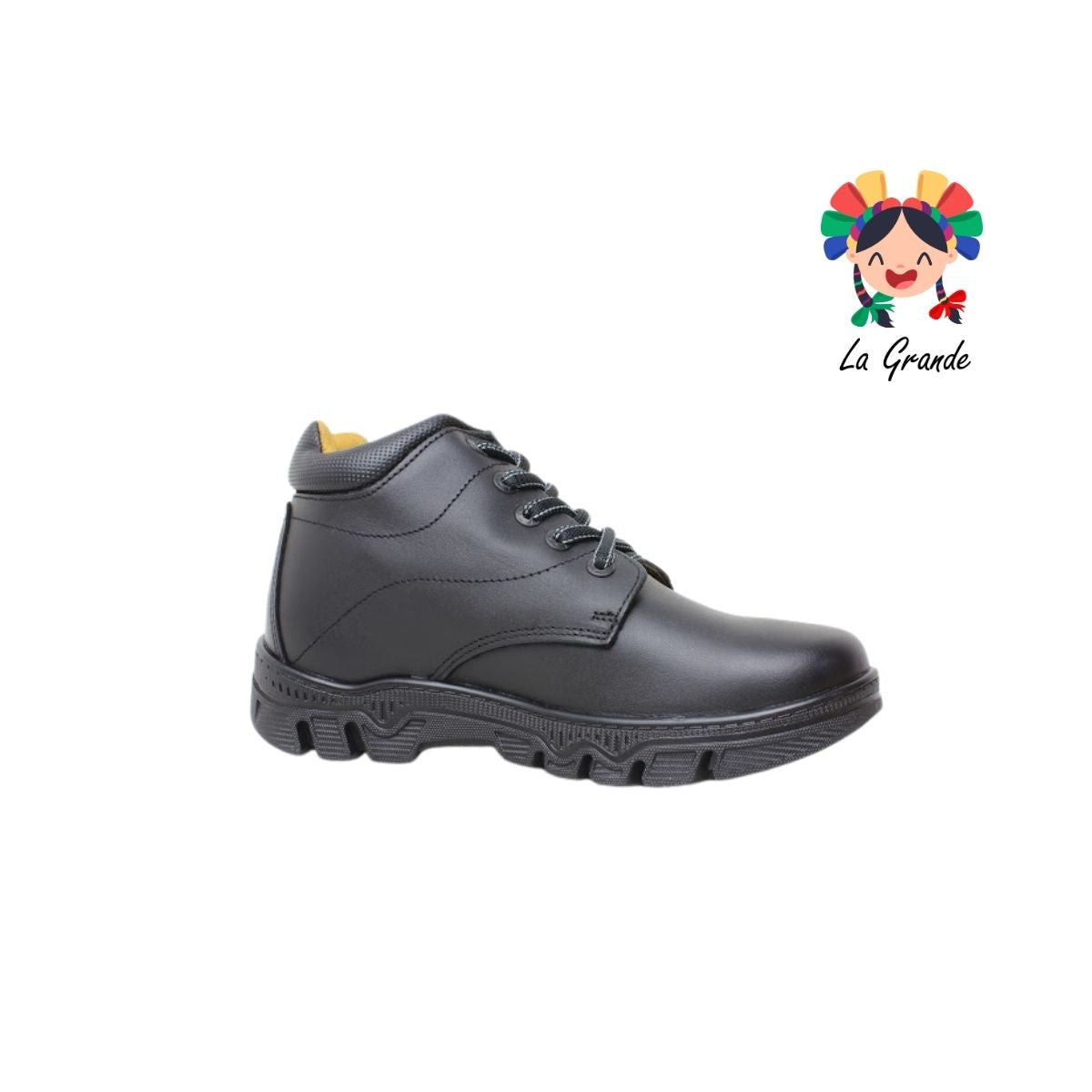 6008 FEF Negro Piel Zapato Escolar para Joven