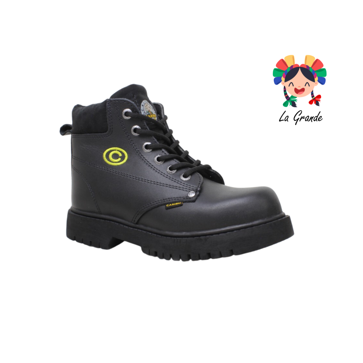 602 CARIBU Hungaro Negro Piel Bota Industrial para Dama, Joven y Caballero