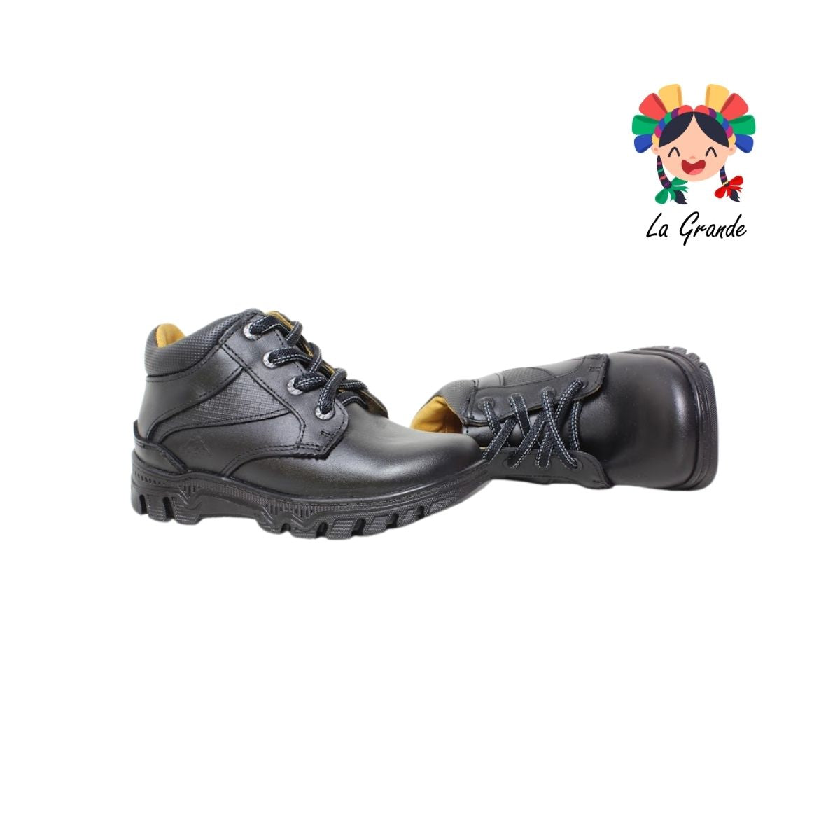 6042 FEF Negro Piel Zapato Escolar para Niño