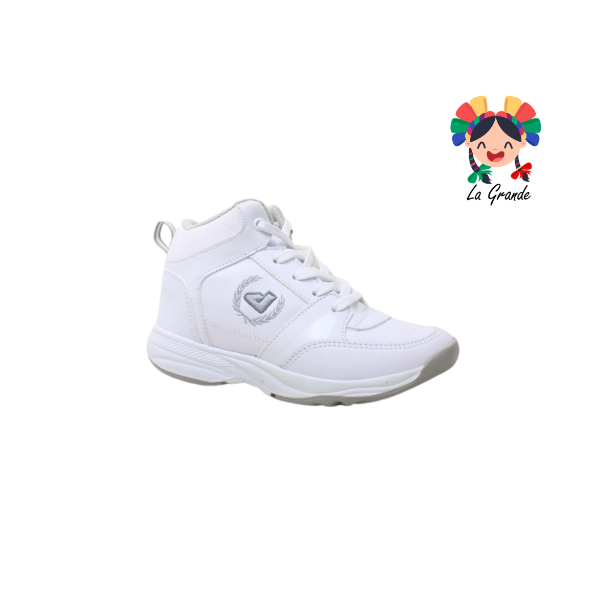 604 APT Blanco Plata Piel Tenis Escolar para Niña y Niño