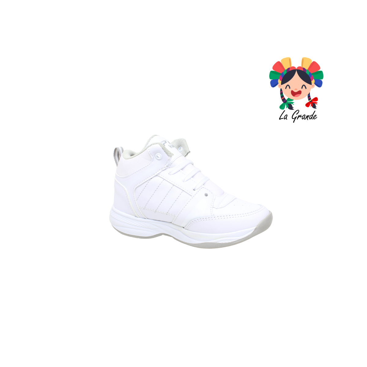 604 APT Blanco Plata Piel Tenis Escolar para Niña y Niño