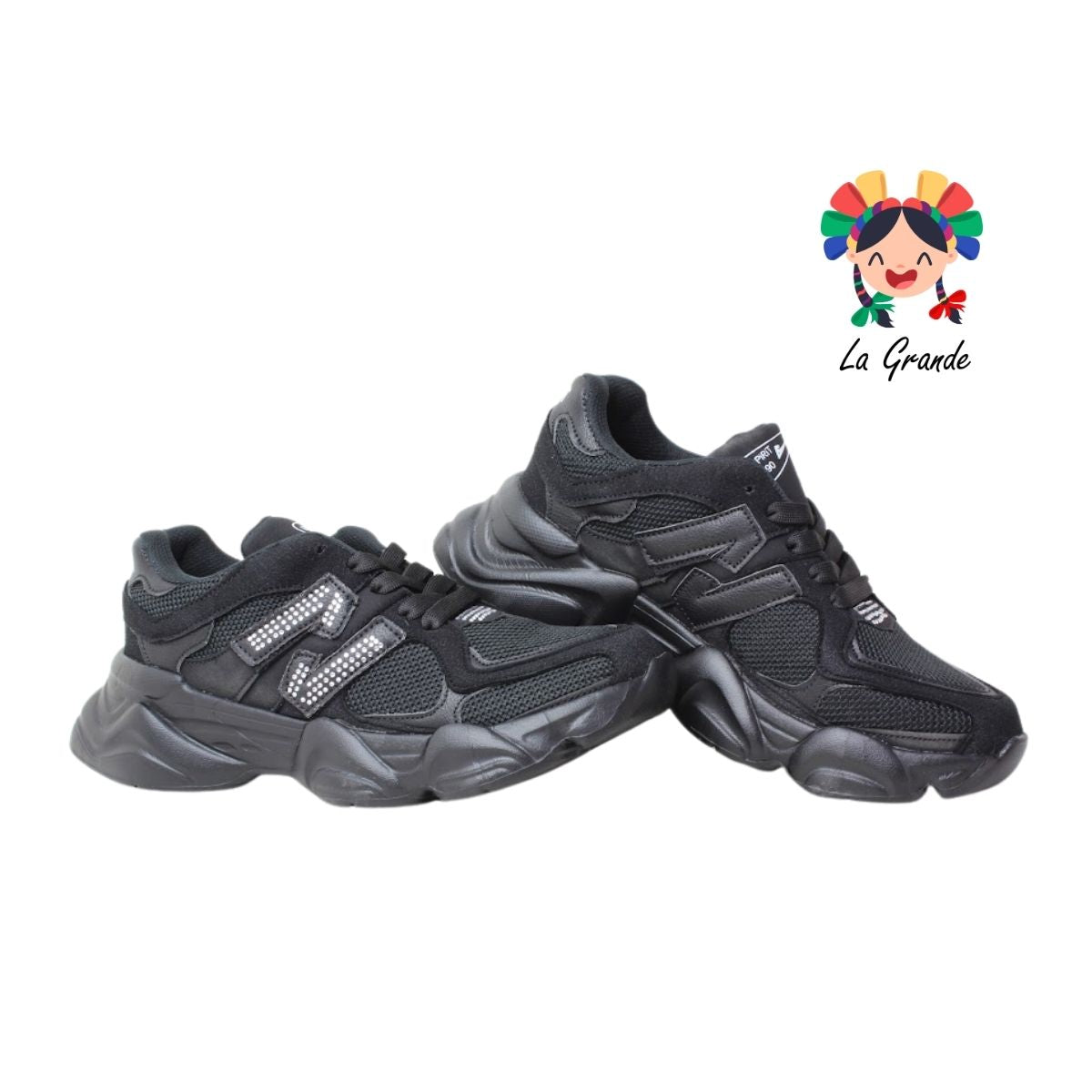 6090 ESPIRIT Negro Negro Tenis Deportivo para Dama y Joven