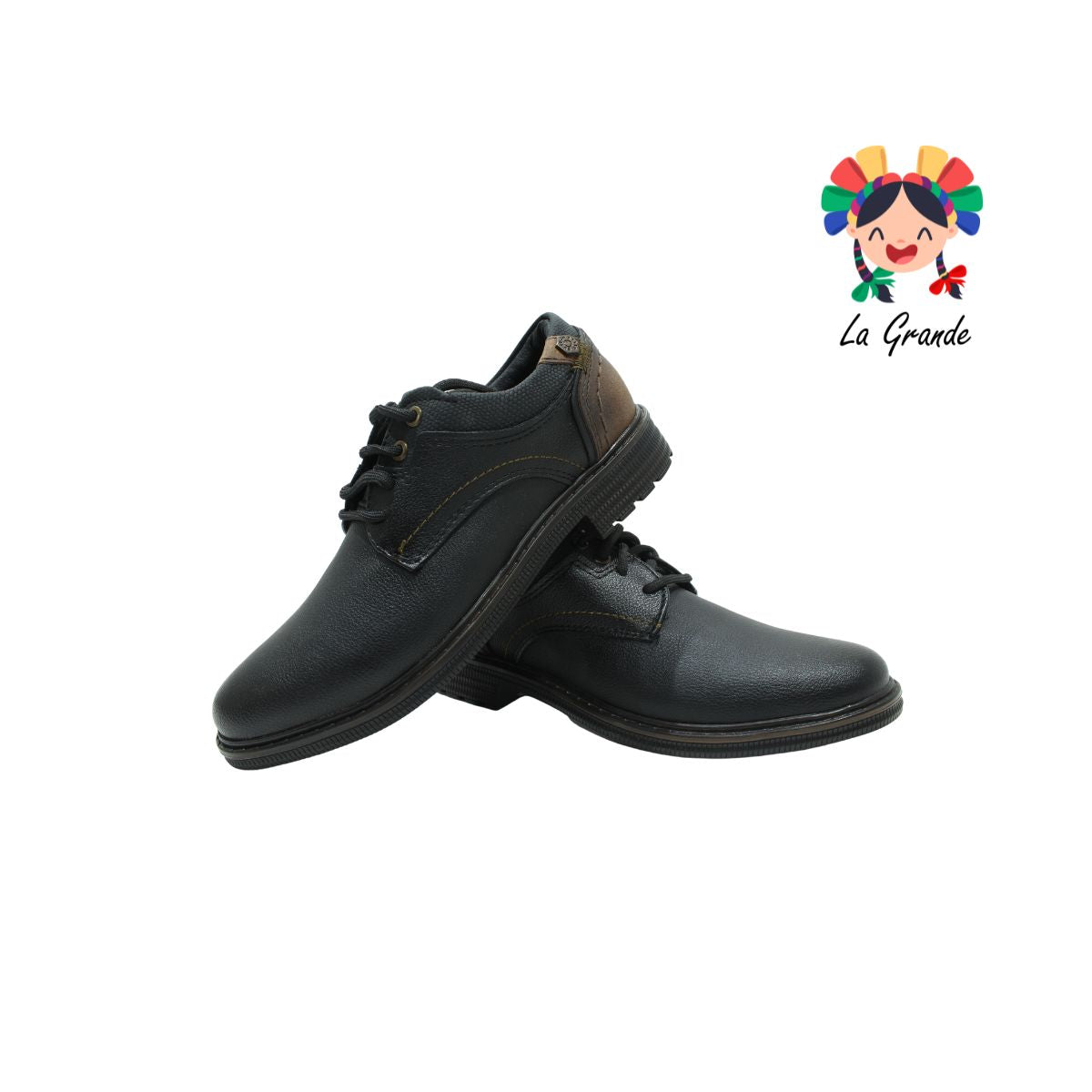 6213 CUSTOM Negro Camel Sint Zapato Casual de Agujeta para Joven y Caballero