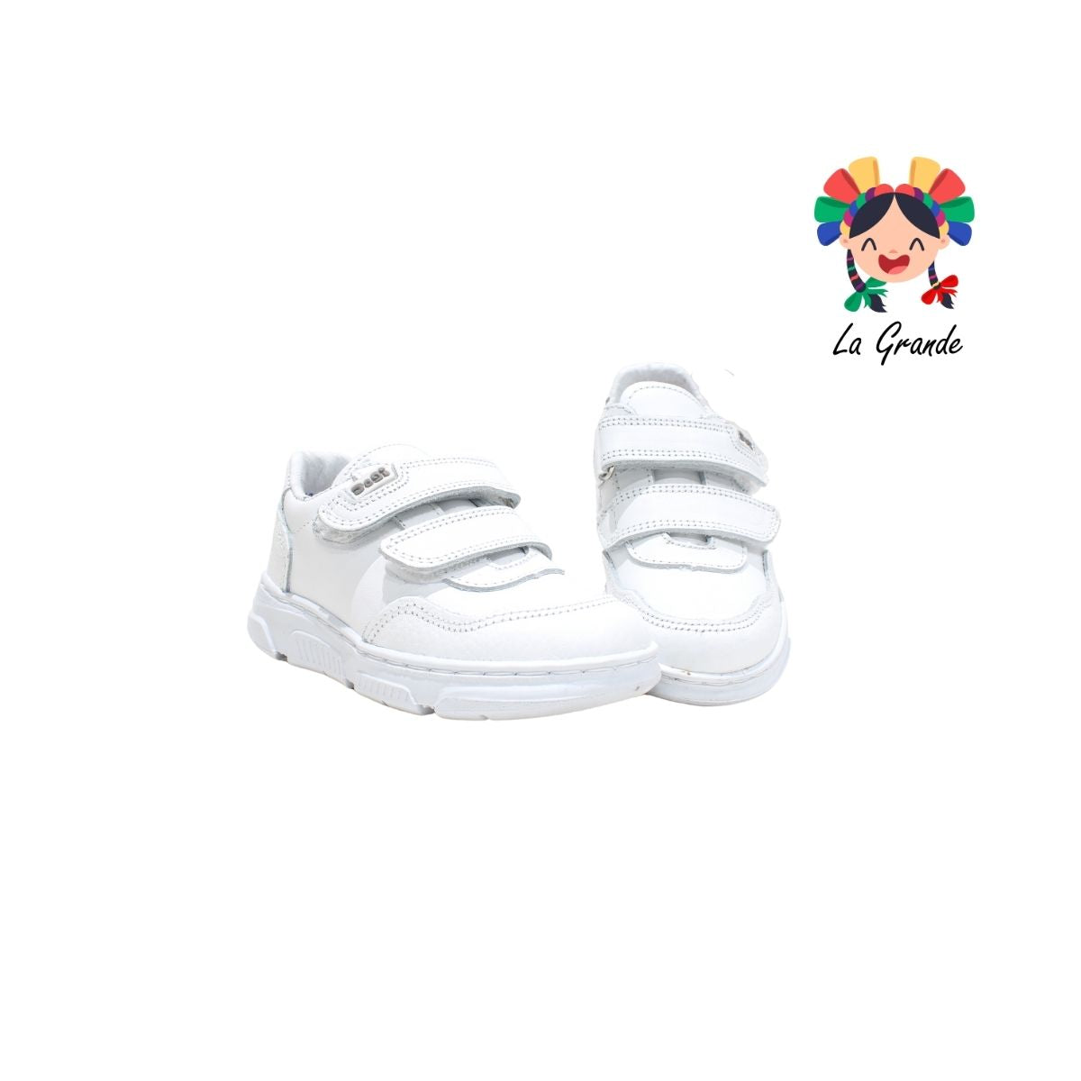 6322 DOGI Blanco Blanco Piel Tenis Escolar para Niña, Niño, Dama y Joven
