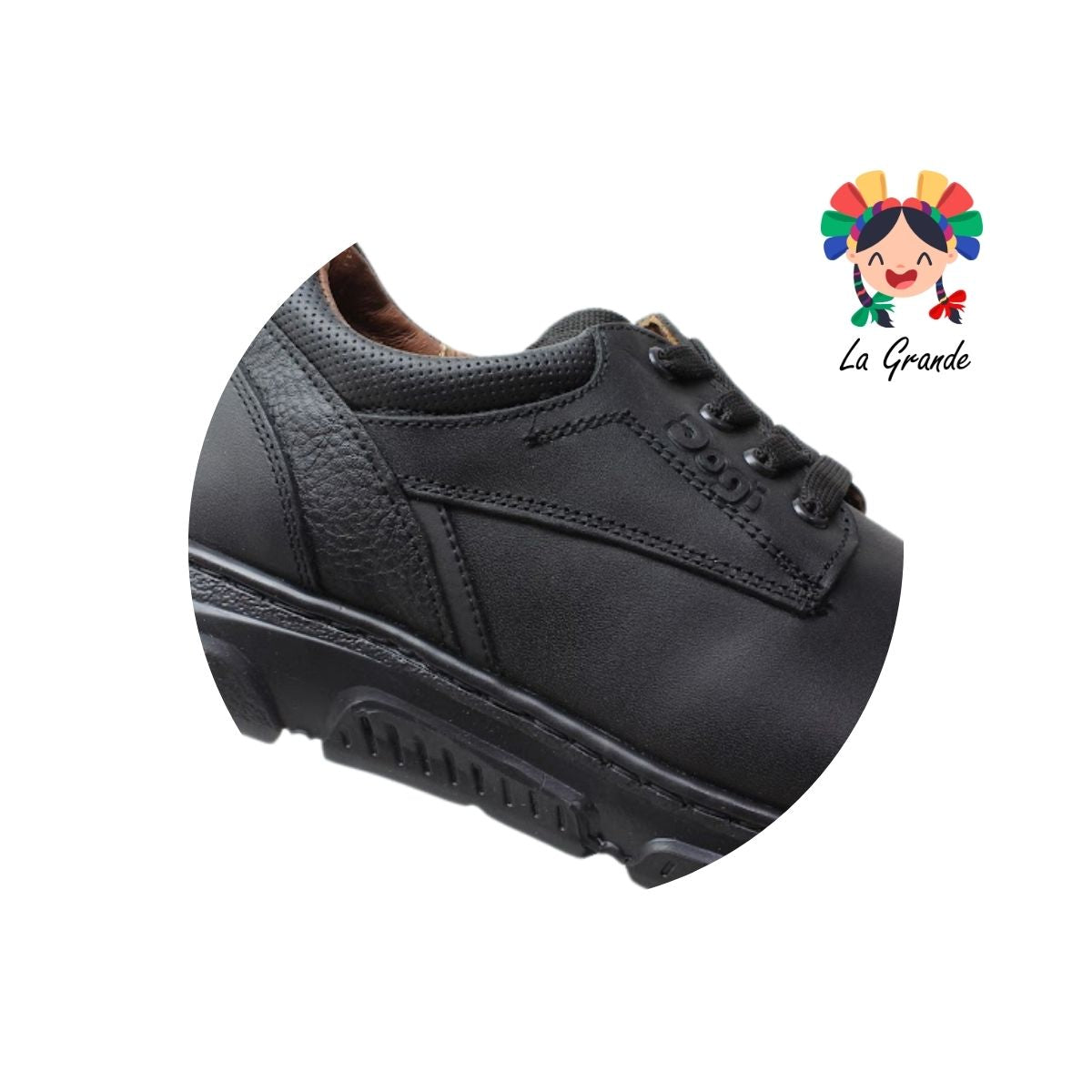 6333 DOGI Negro Piel Zapato Escolar para Niño y Joven