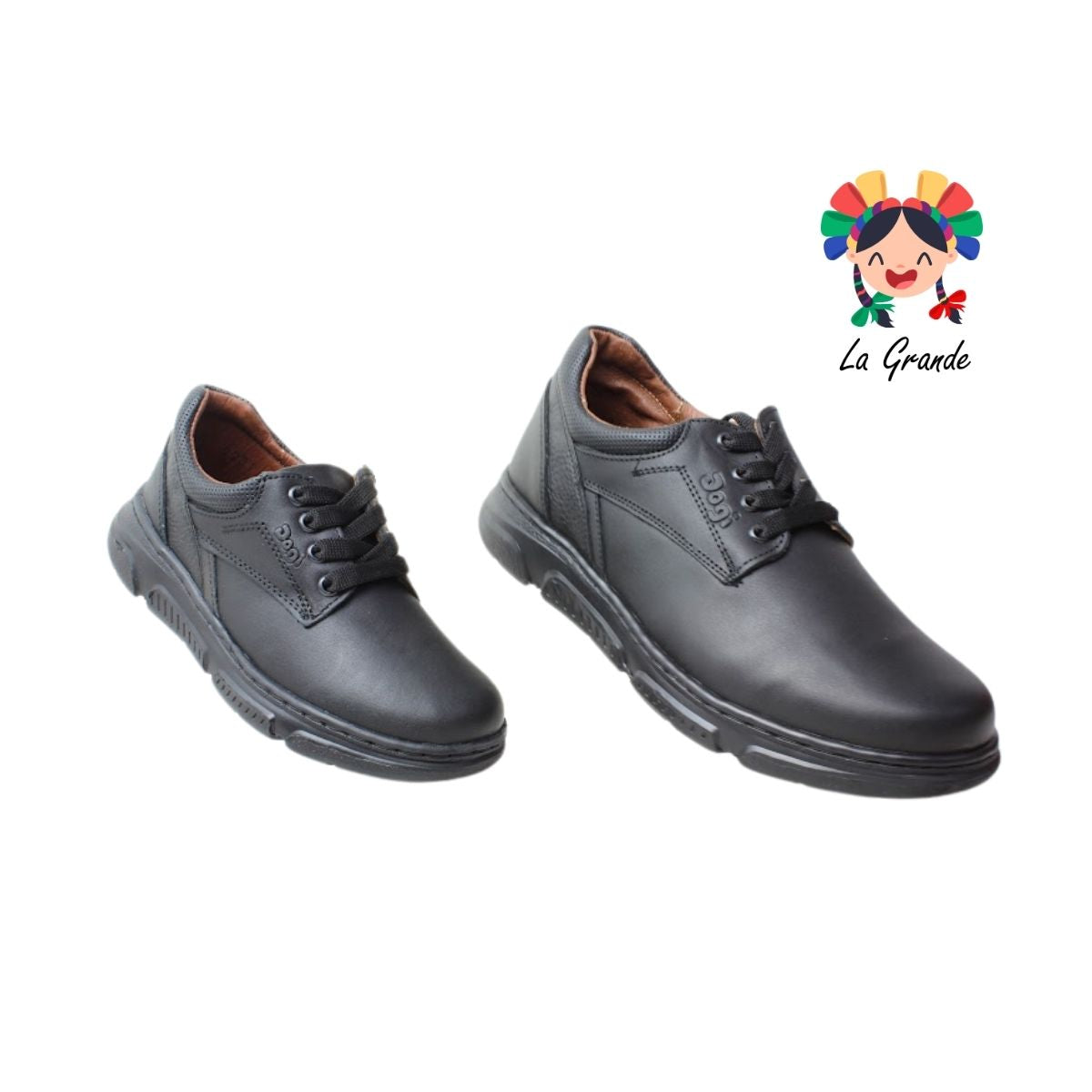 6333 DOGI Negro Piel Zapato Escolar para Niño y Joven