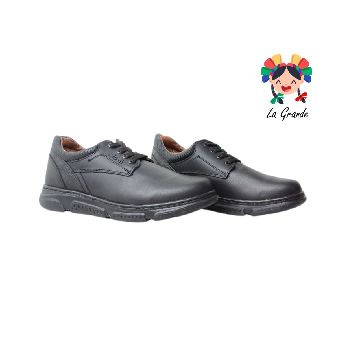 6333 DOGI Negro Piel Zapato Escolar para Niño y Joven