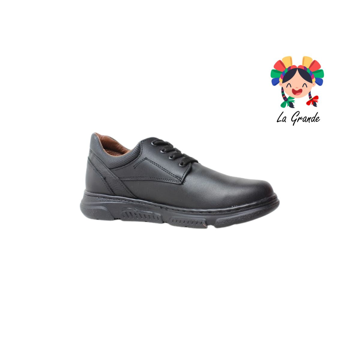 6333 DOGI Negro Piel Zapato Escolar para Niño y Joven