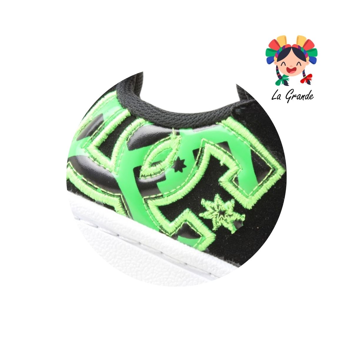 635 PICHUS Negro Verde Dakar Tenis Casual para Niña