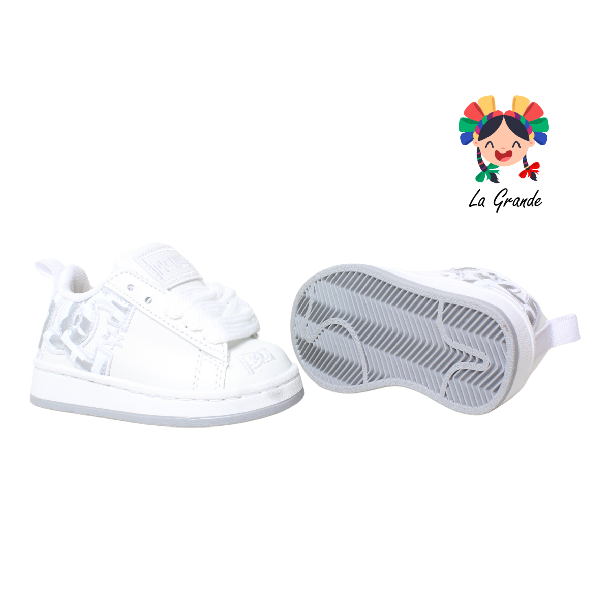 635 PICHUS Blanco Plata Sintético Tenis Casual para Bebé