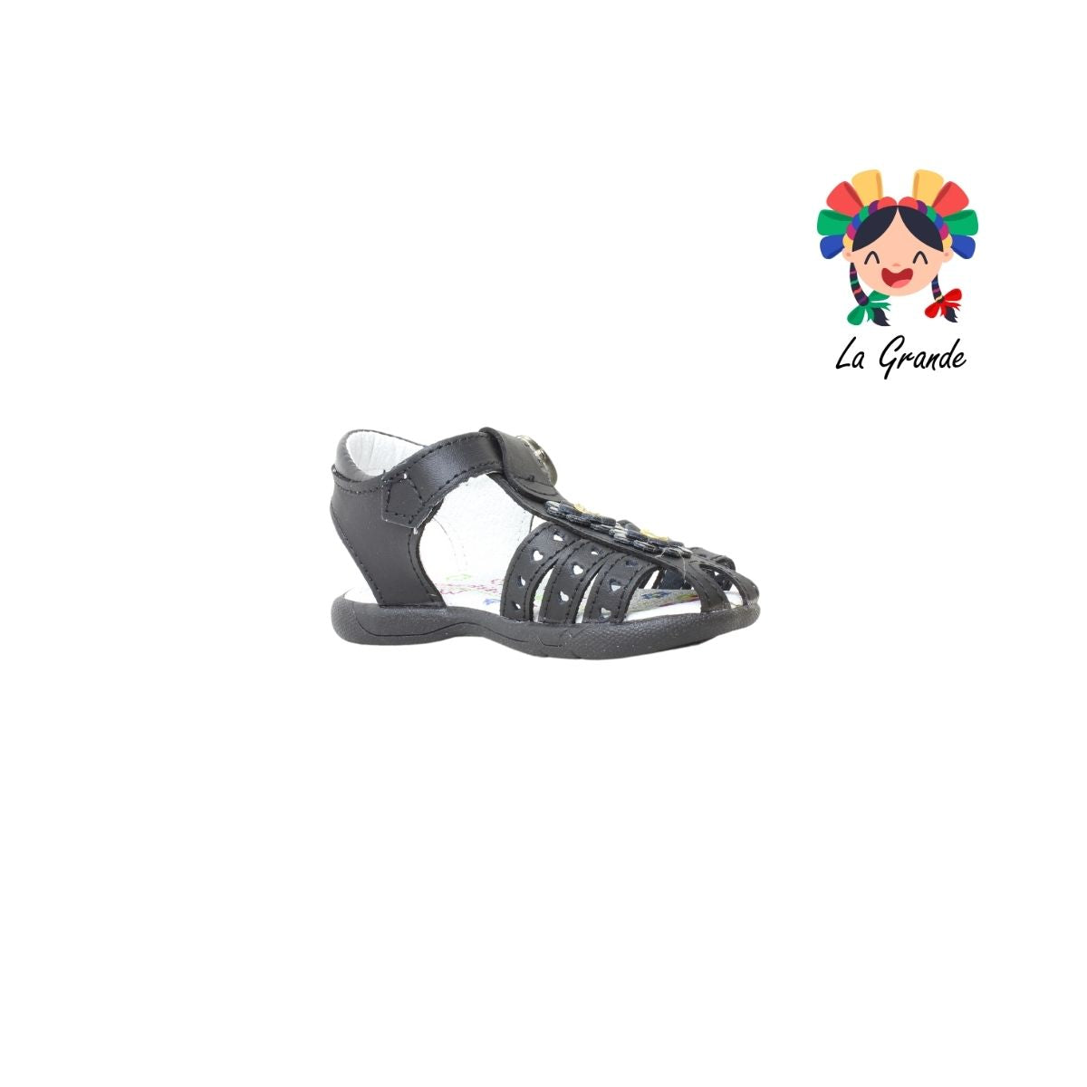 652 PEQUEÑITOS Negro Piel Huarache para Bebé