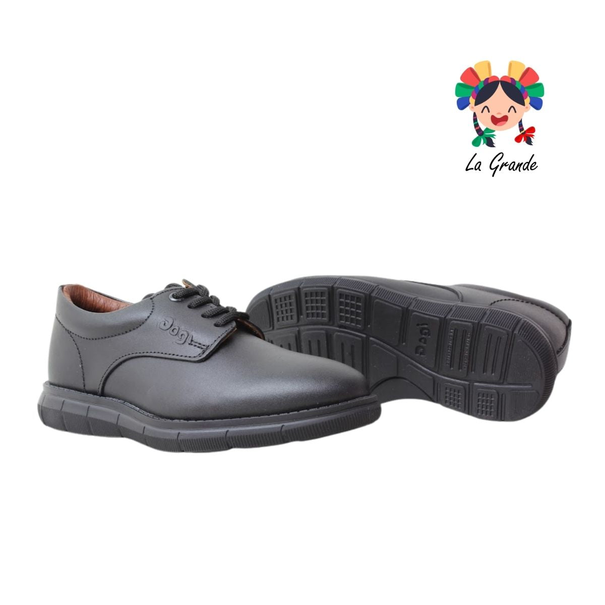 6806 DOGI Negro Piel Zapato Escolar para Niño y Joven