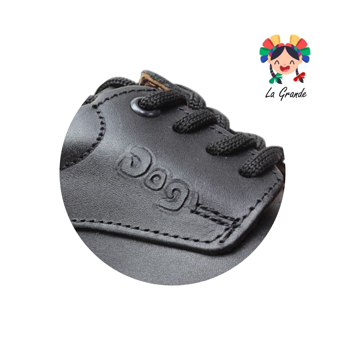 6806 DOGI Negro Piel Zapato Escolar para Niño y Joven