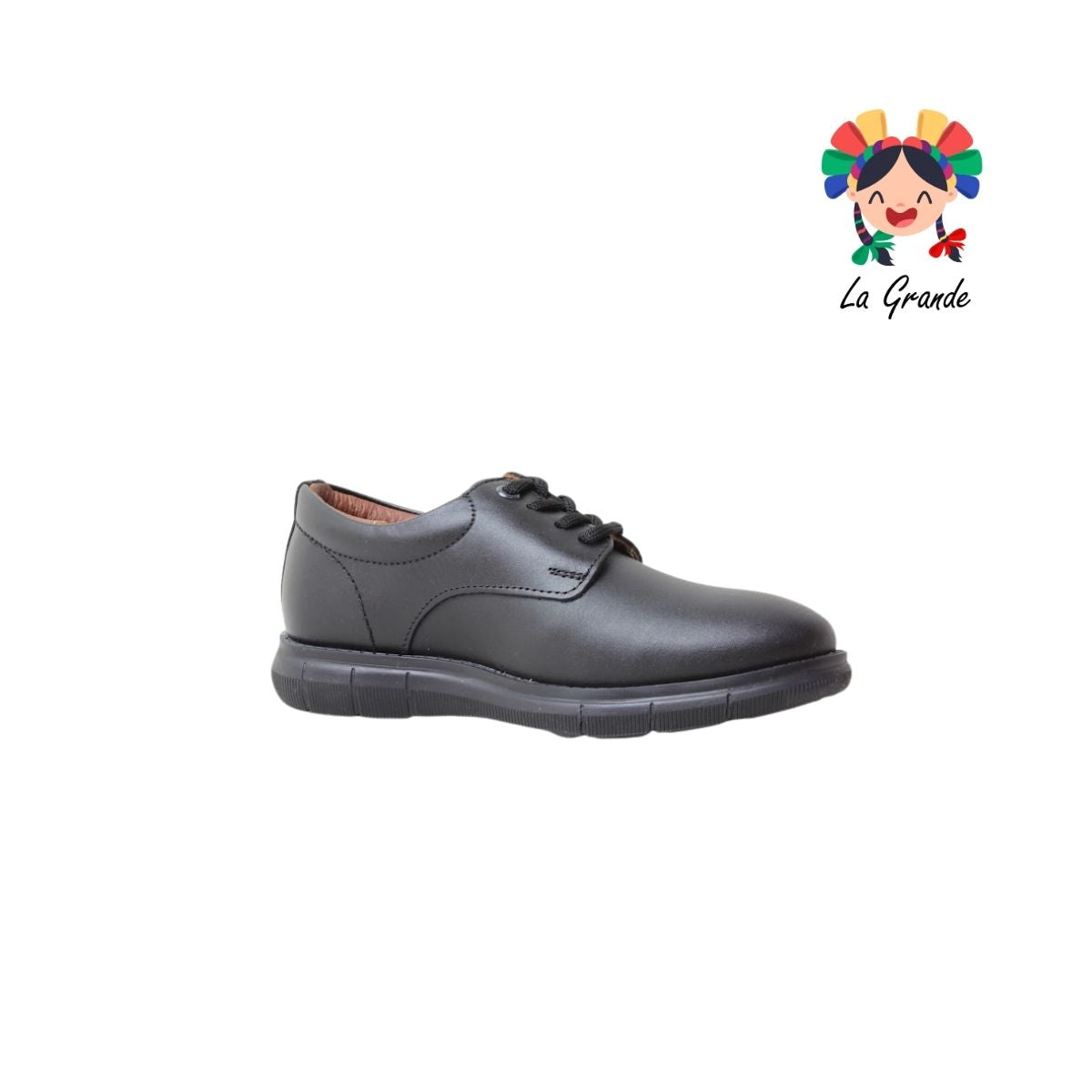 6806 DOGI Negro Piel Zapato Escolar para Niño y Joven