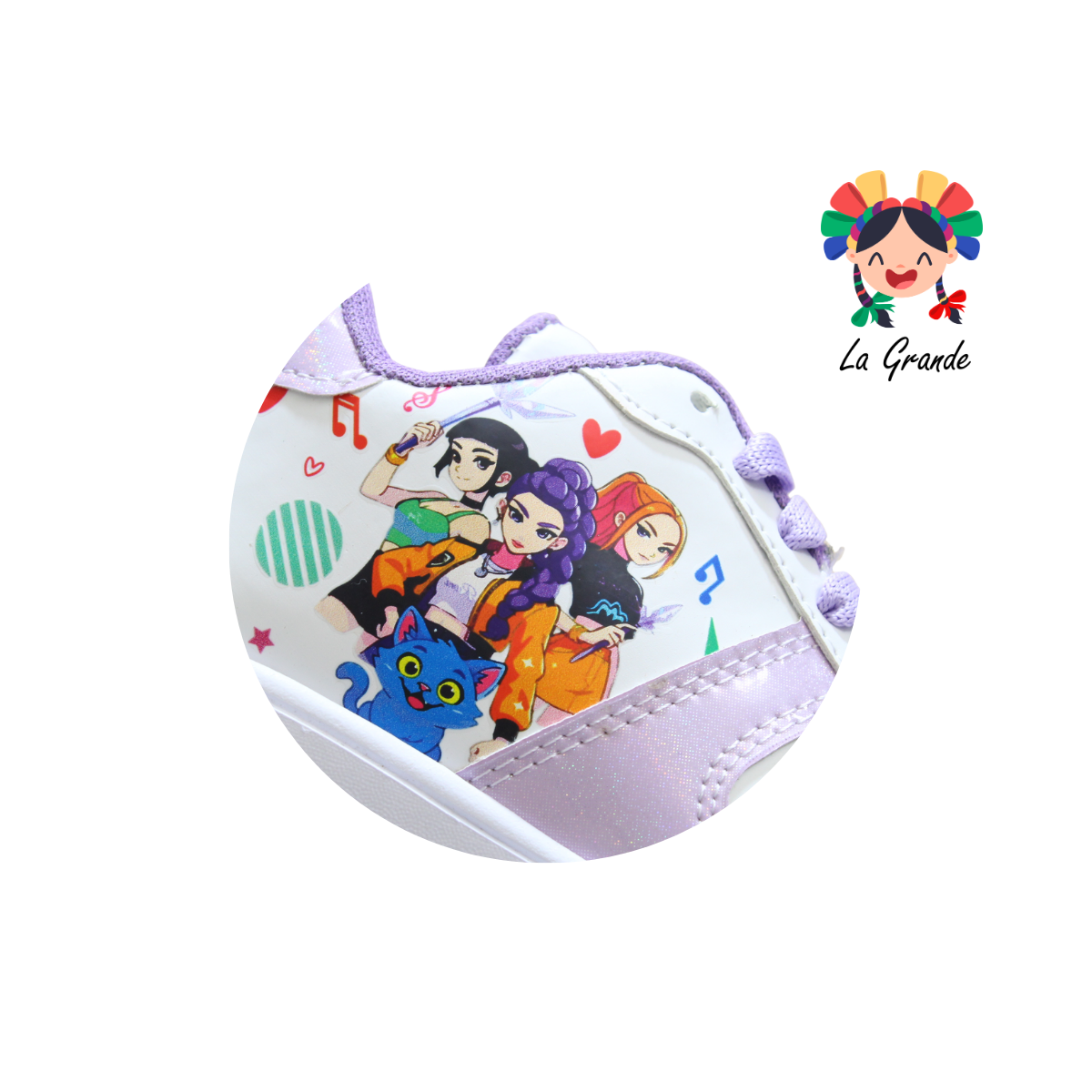 T2-01 DANIELS Blanco Lila Tenis Casual para Niña