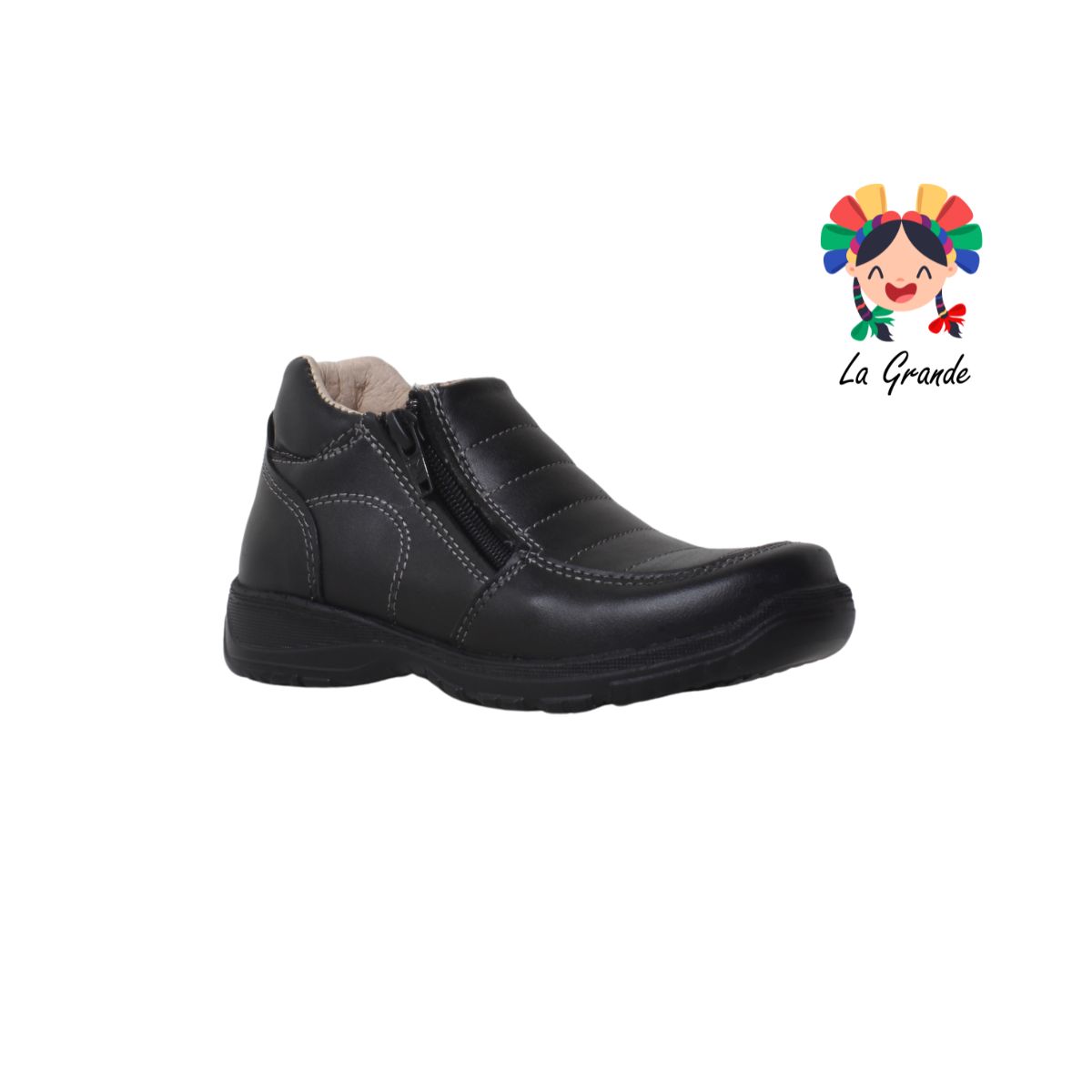 700 CHUCHIN Negro Piel Zapato Escolar para Niño y Joven