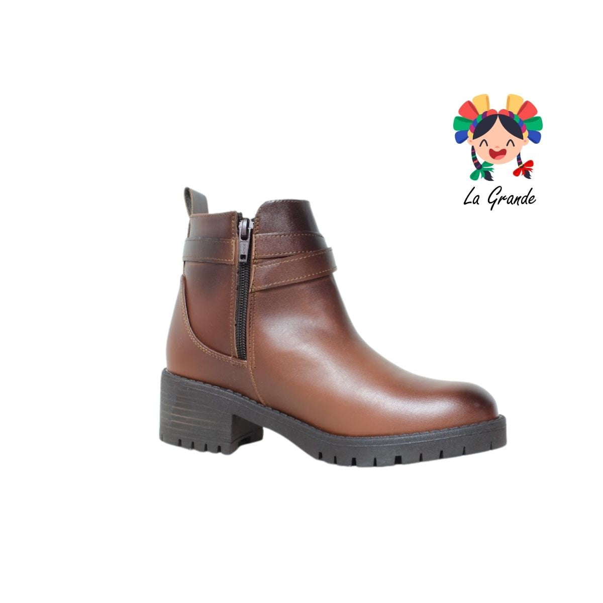 703 YUL Café Sintético Botín Casual para Dama