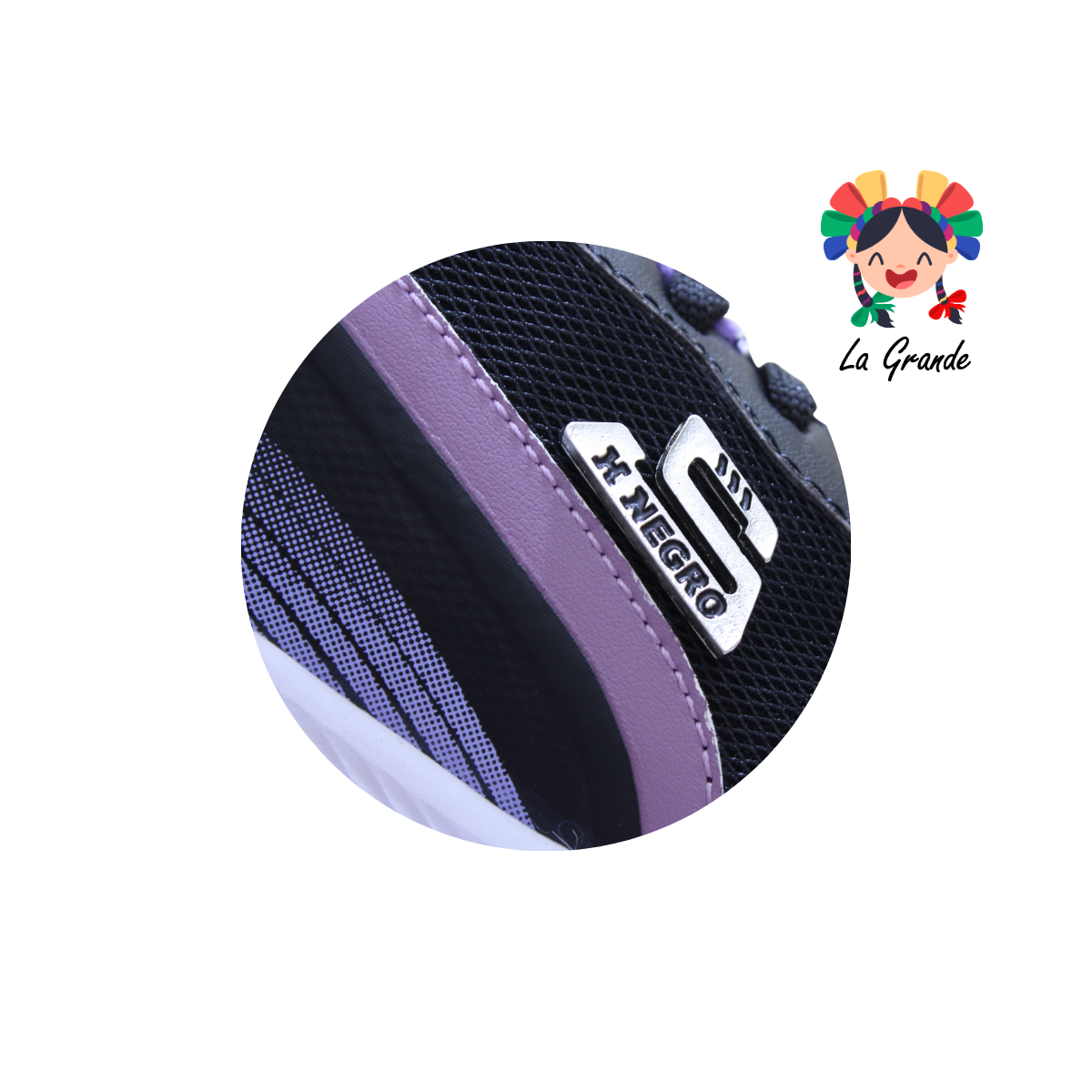 704 H-NEGRO Negro Lila Tenis Deportivo con Válvula para Dama