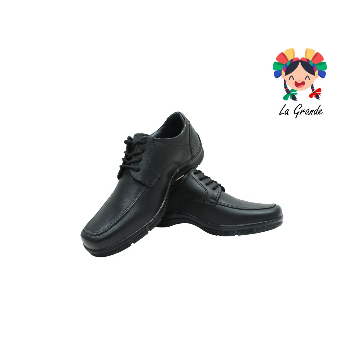 7100 NEVADA Negro Piel Zapato para Joven