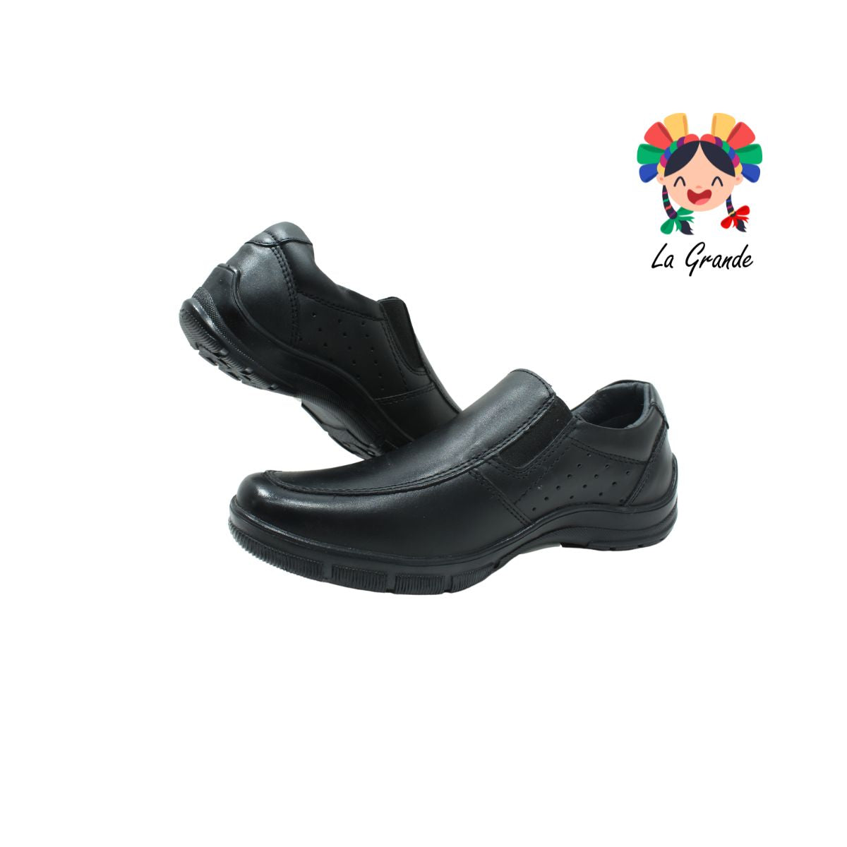 7103 NEVADA Negro Piel Zapato para Joven