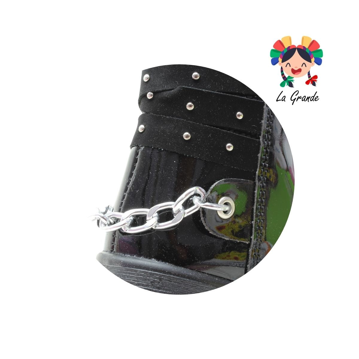 7109 LADY FLORES Negro Charol Botín Casual para Niña
