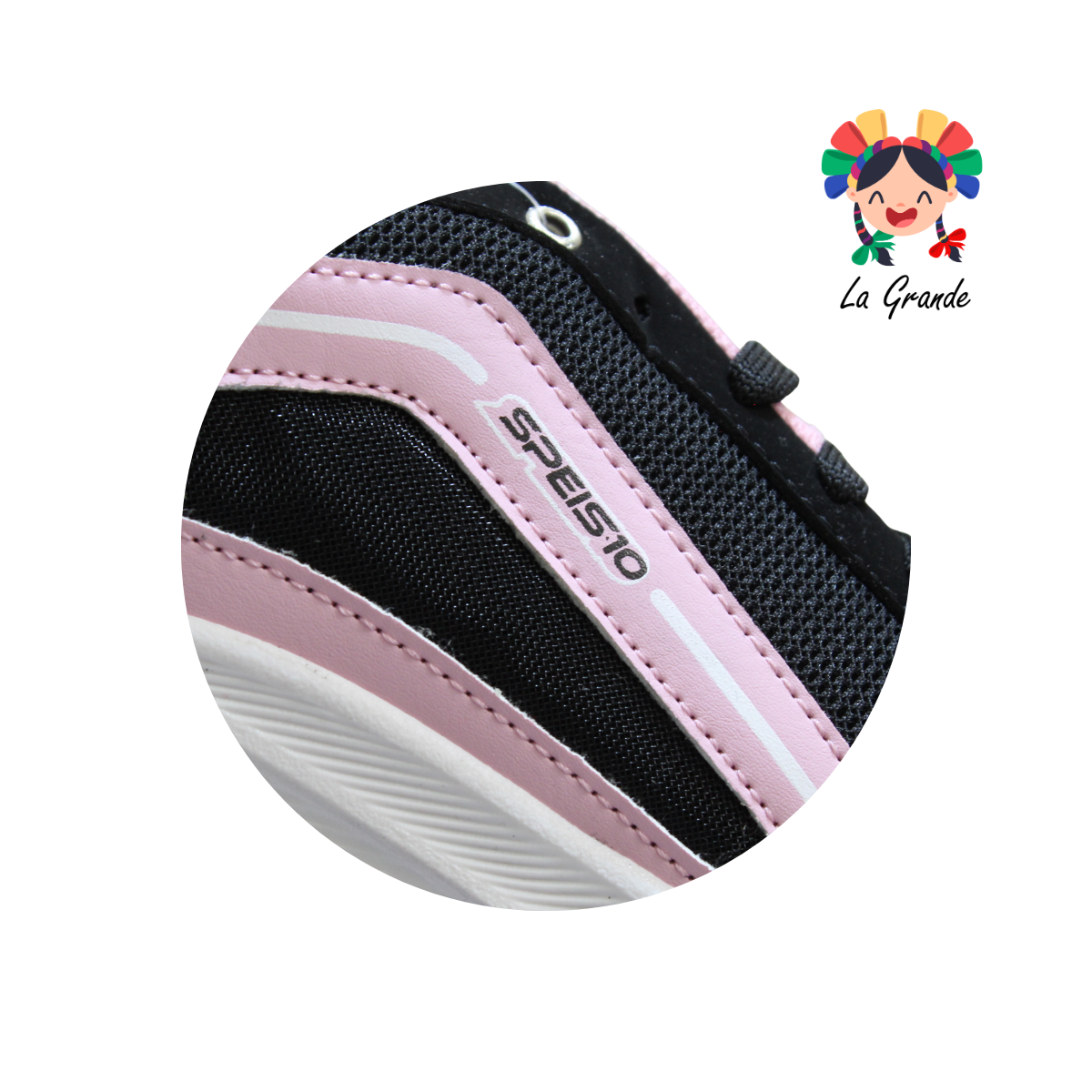 024 SPEIS10 Negro Rosa Tenis Deportivo para Dama