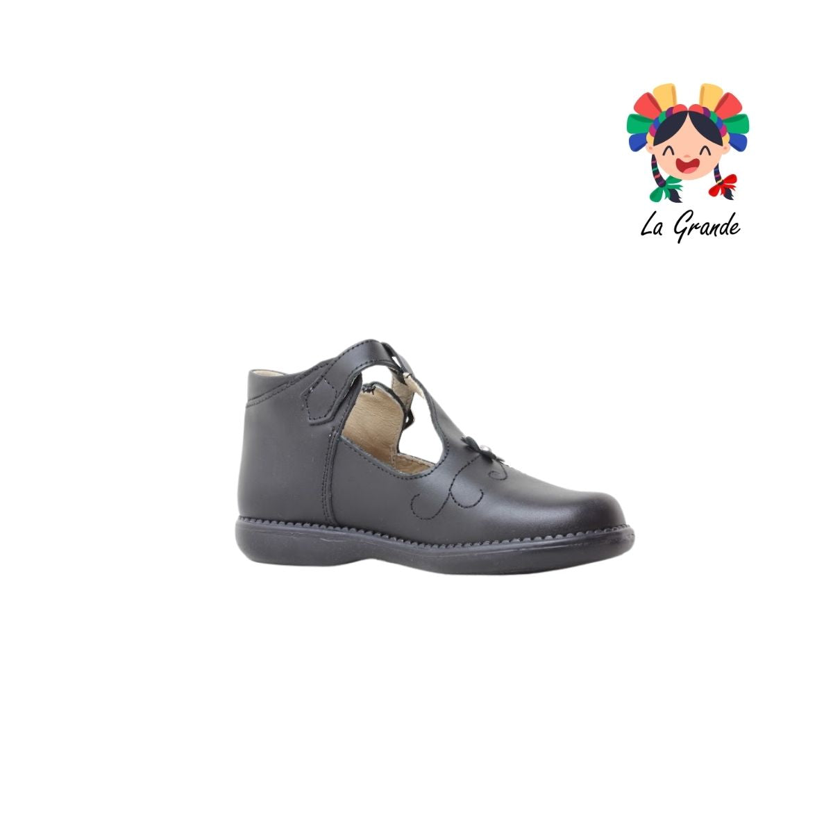 721 DOGI Negro Piel Zapato Escolar para Niña