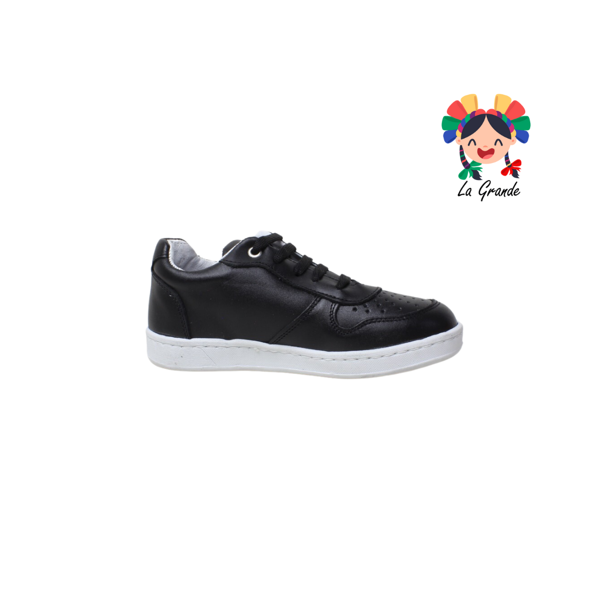 7277 DOGI Negro Blanco Piel Tenis Casual para Niña, Niño, Dama y Joven
